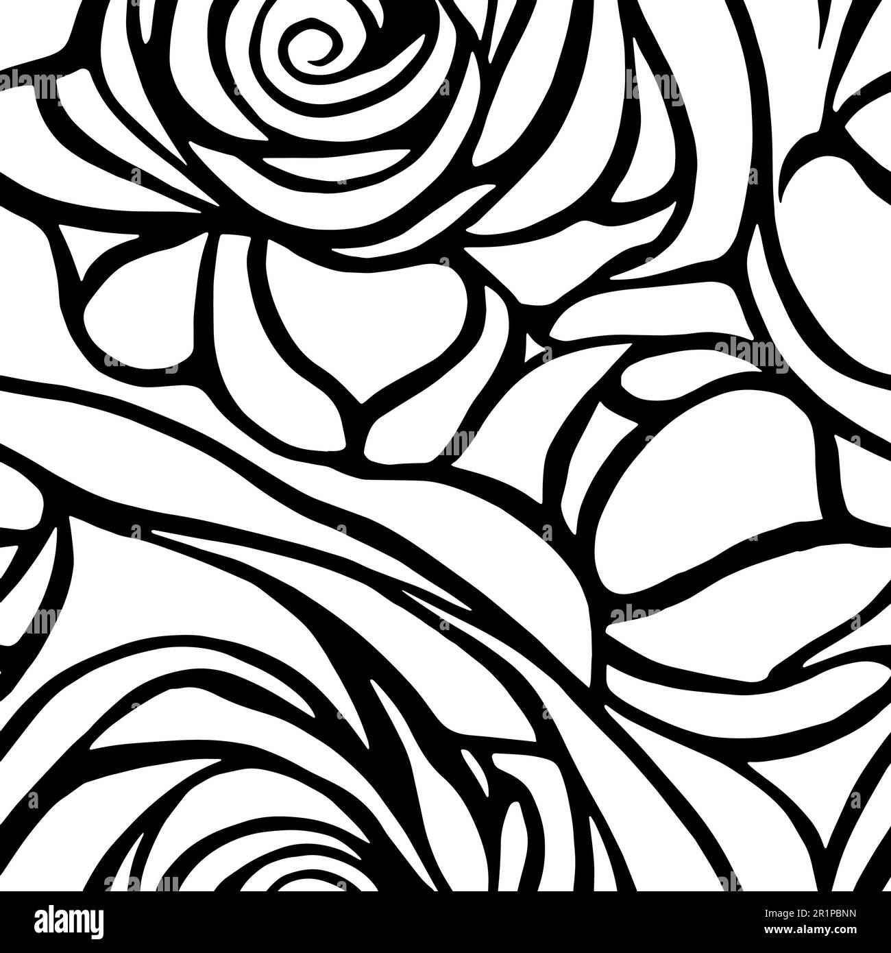 Vector Flowers, Black and White Floral Seamless Pattern Stock Vector ...