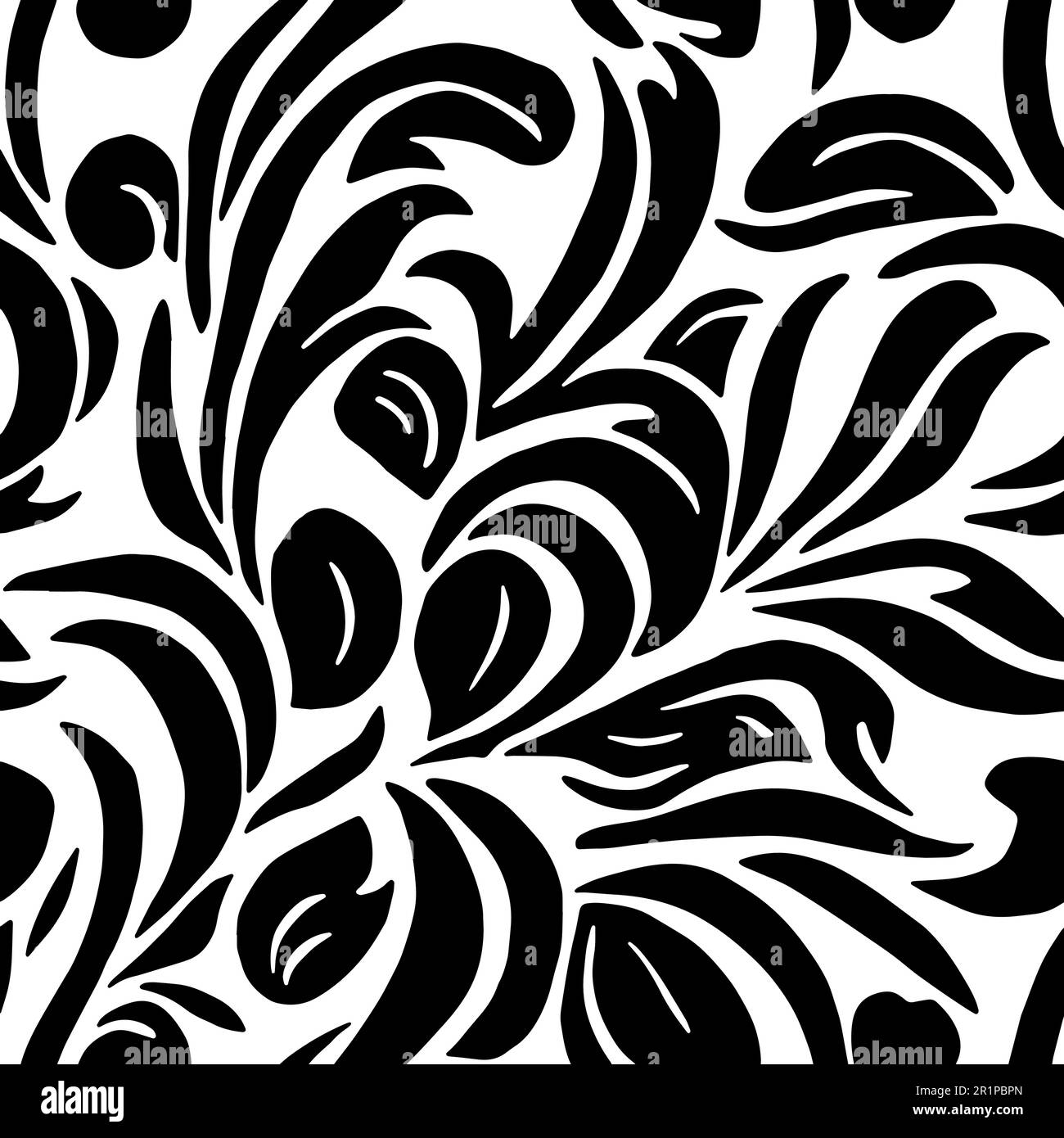 Vector Flowers, Black and White Floral Seamless Pattern Stock Vector ...
