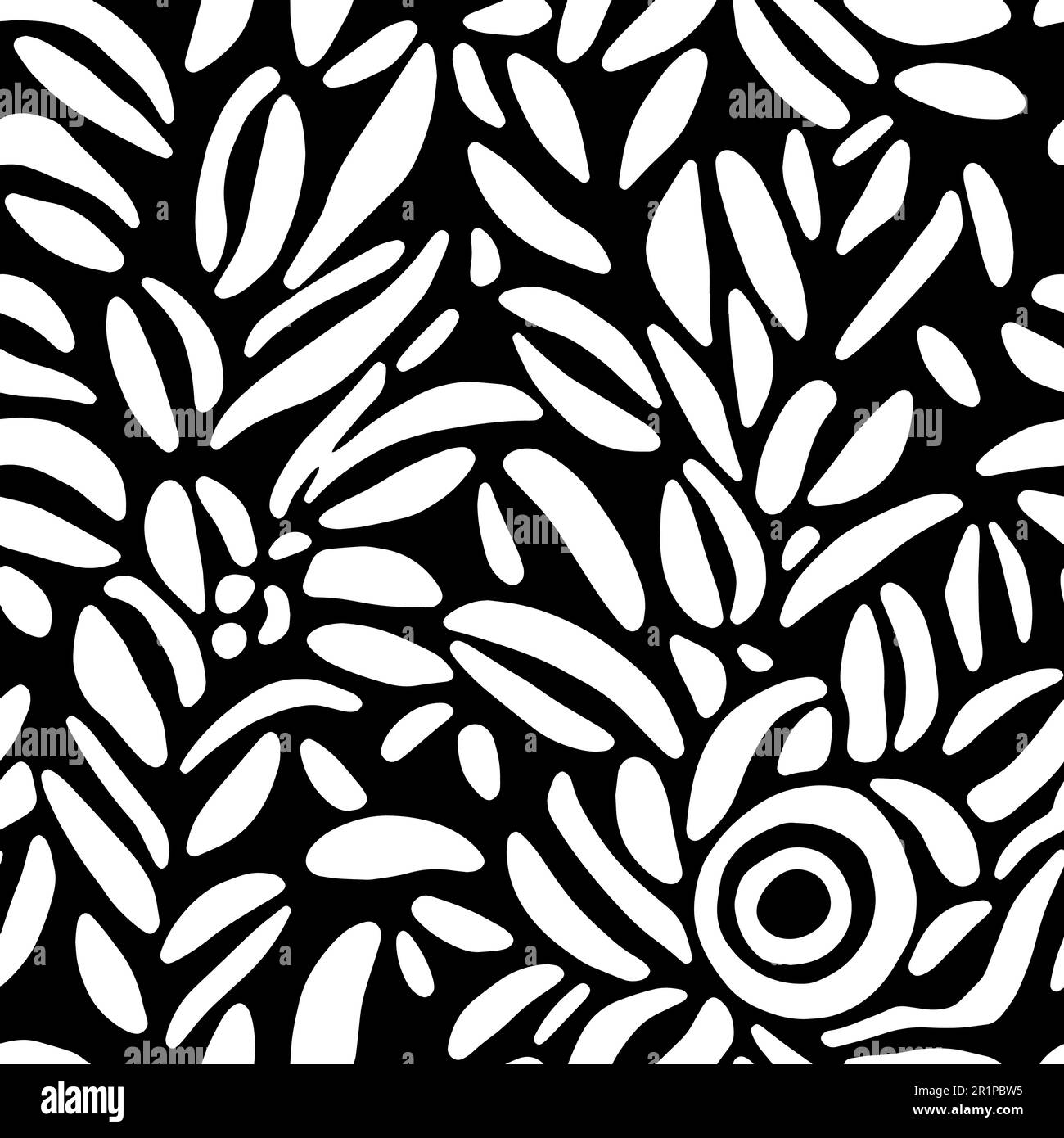 Vector Flowers, Black and White Floral Seamless Pattern Stock Vector ...