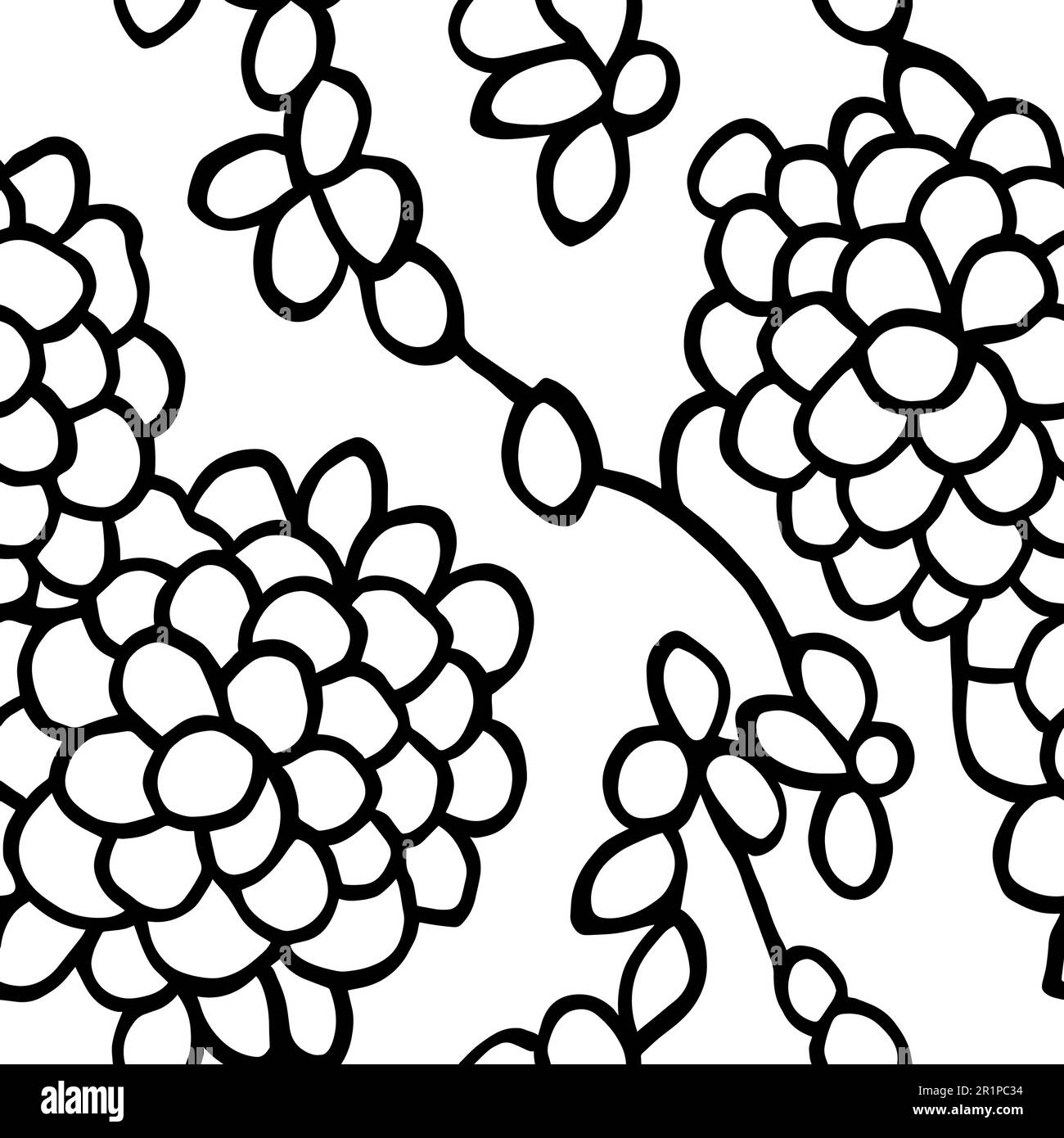 Vector Flowers, Black and White Floral Seamless Pattern Stock Vector ...