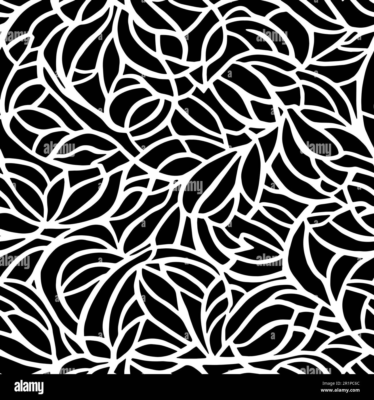 Vector Flowers, Black and White Floral Seamless Pattern Stock Vector ...