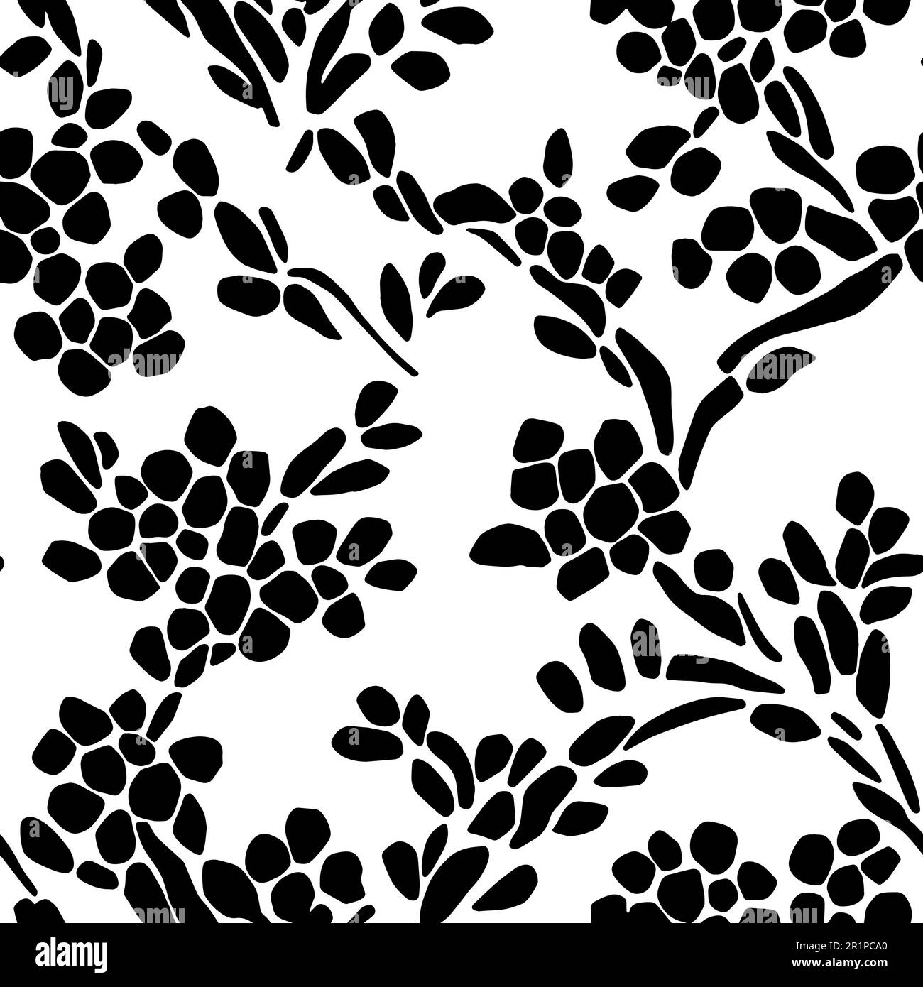 Vector Flowers, Black and White Floral Seamless Pattern Stock Vector ...