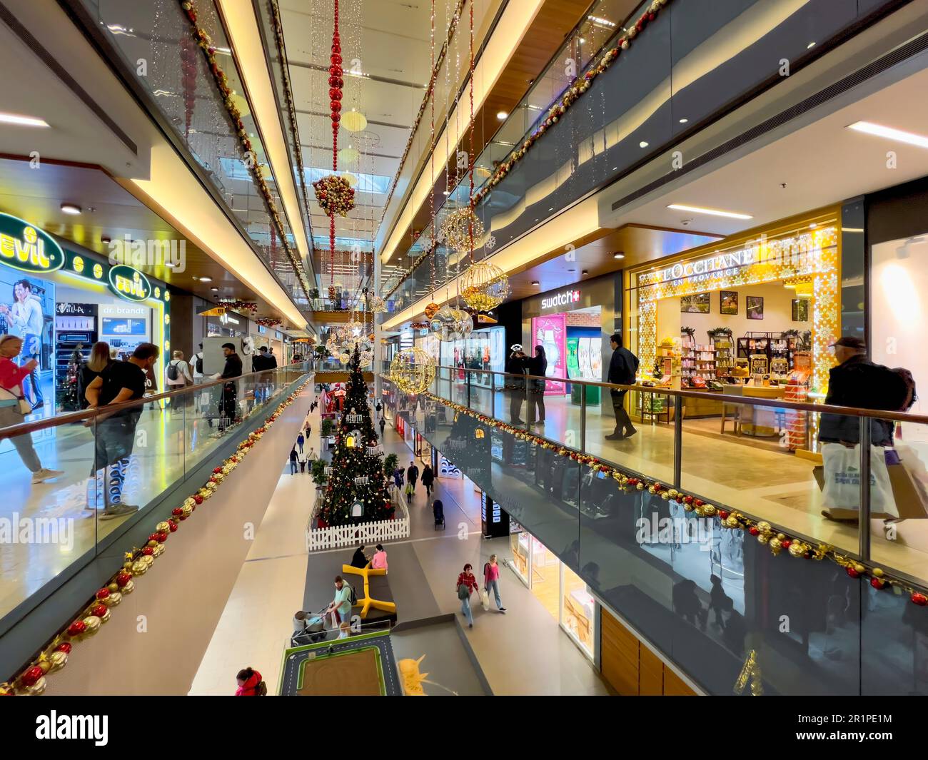 Interior view of shopping center Mall of Antalya, Antalya, Turkey Stock