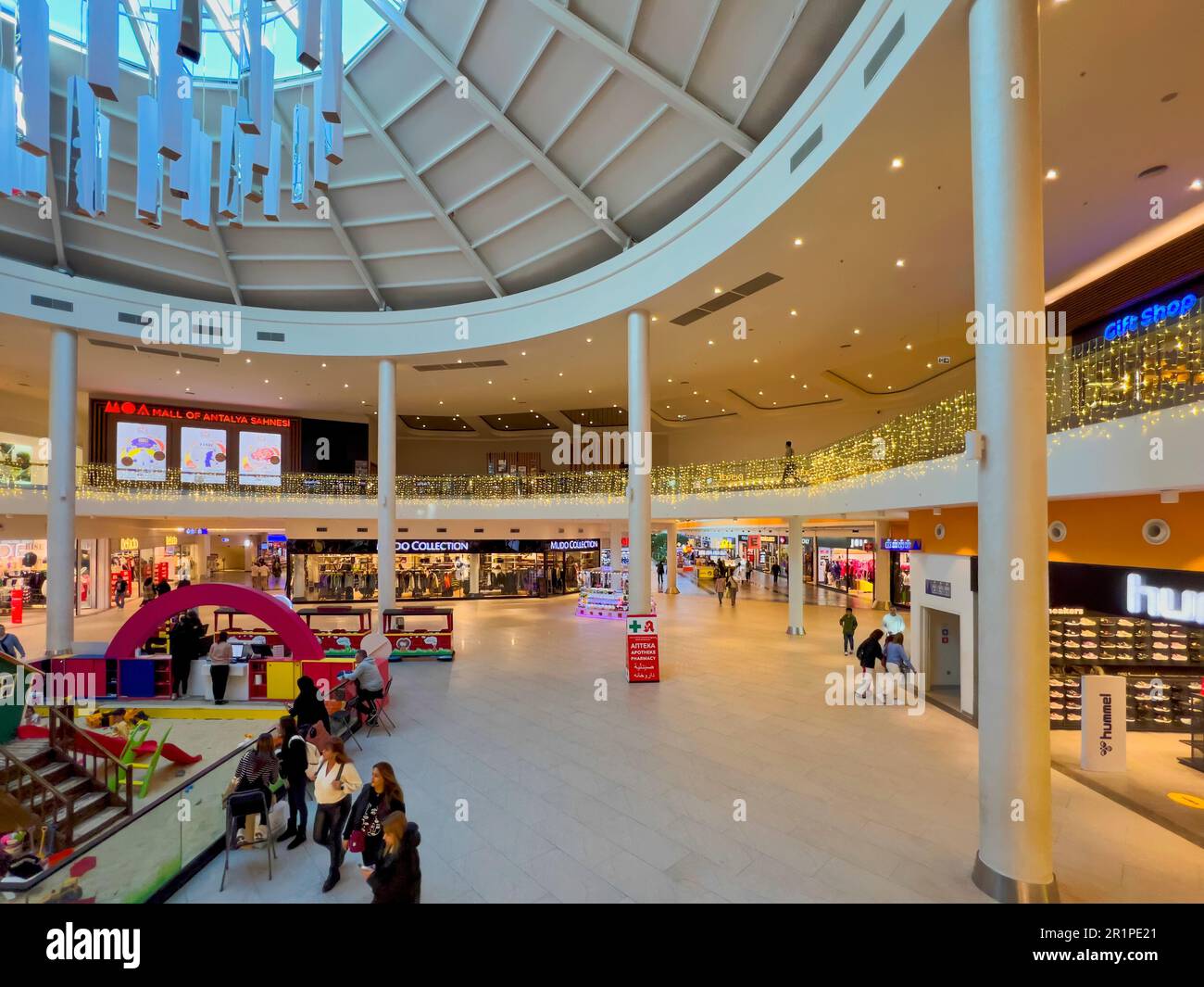 Interior view of shopping center Mall of Antalya, Antalya, Turkey Stock