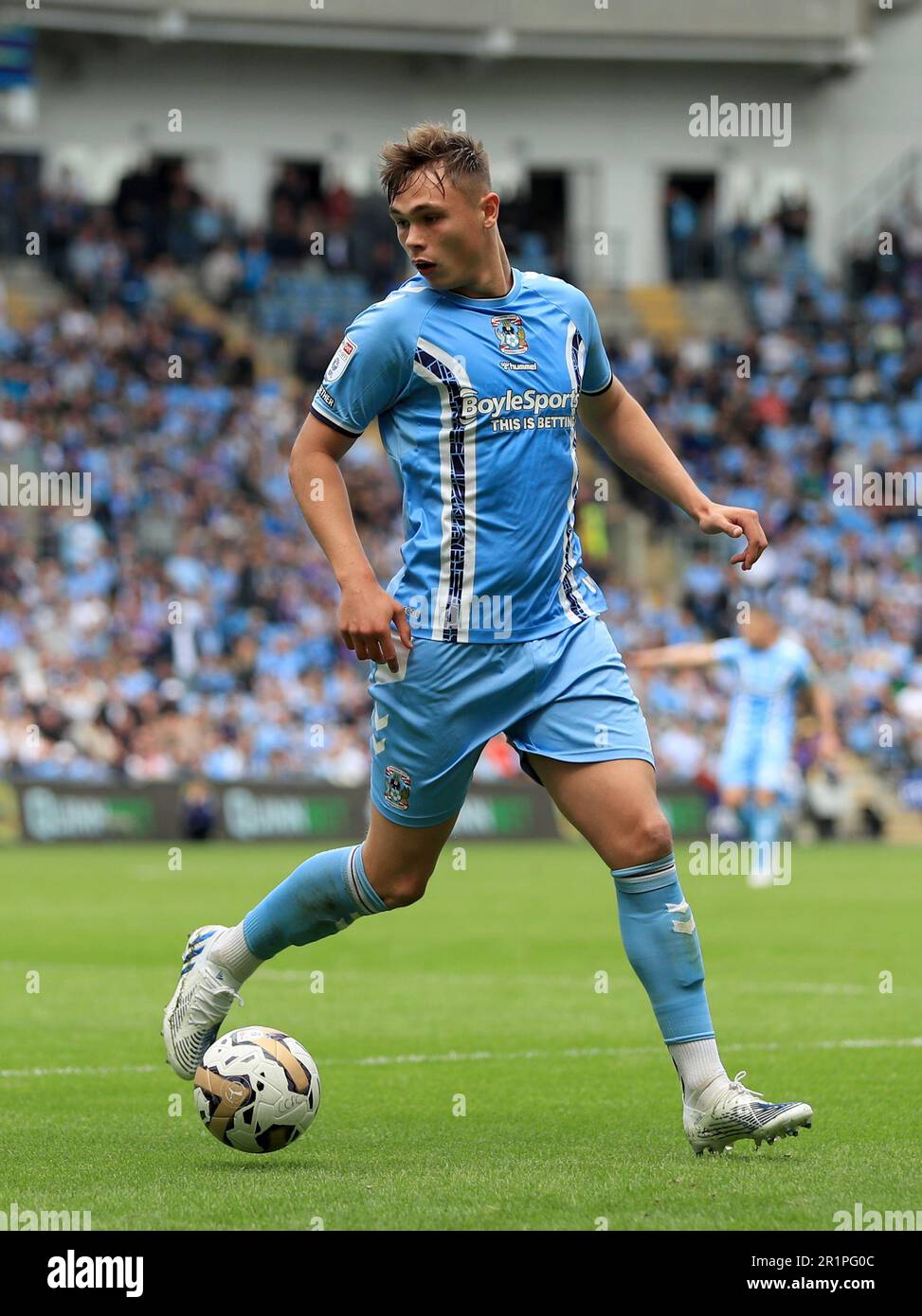 Coventry City's Callum Doyle during the Sky Bet Championship play-off semi-final first leg match at the Coventry Building Society Arena, Coventry. Picture date: Sunday May 14, 2023. Stock Photo