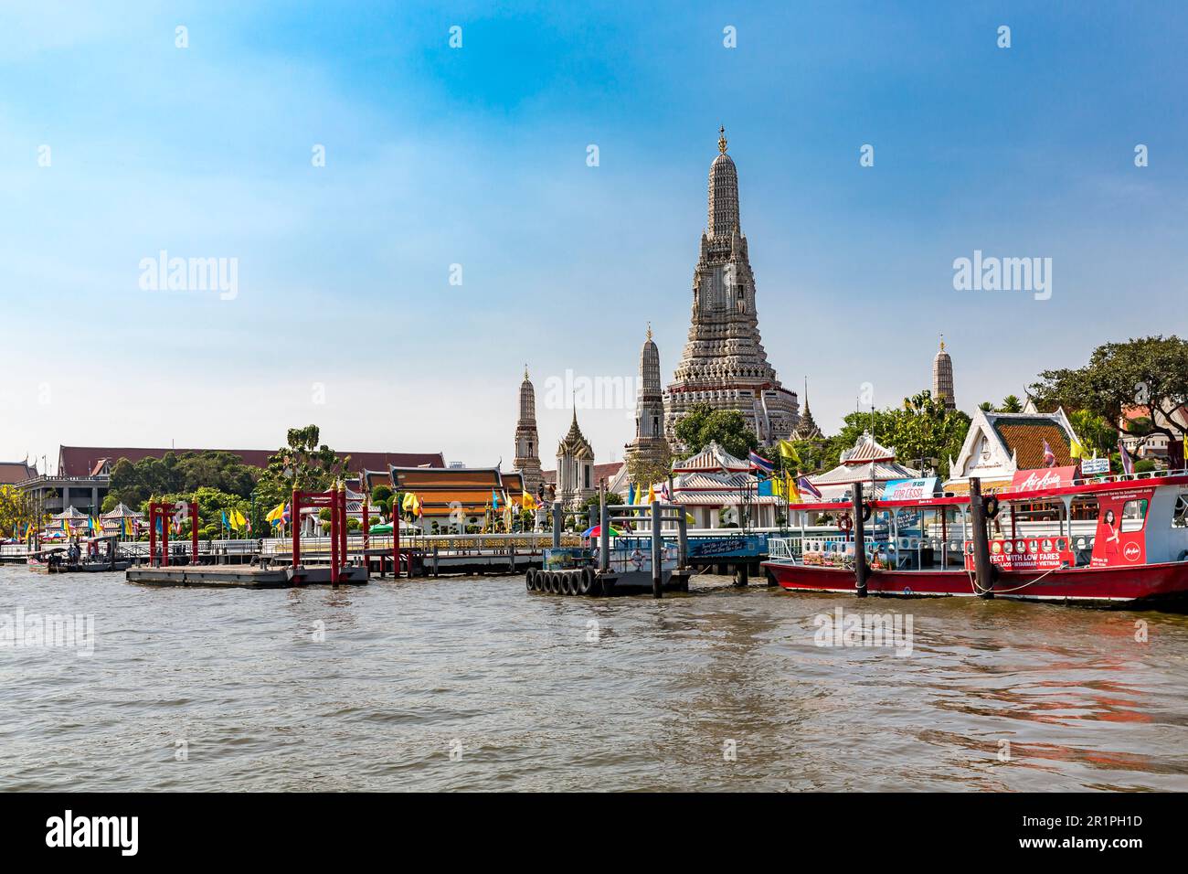 Wat Arun Pier, Chao Phraya River, Bangkok, Thailand, Asia Stock Photo