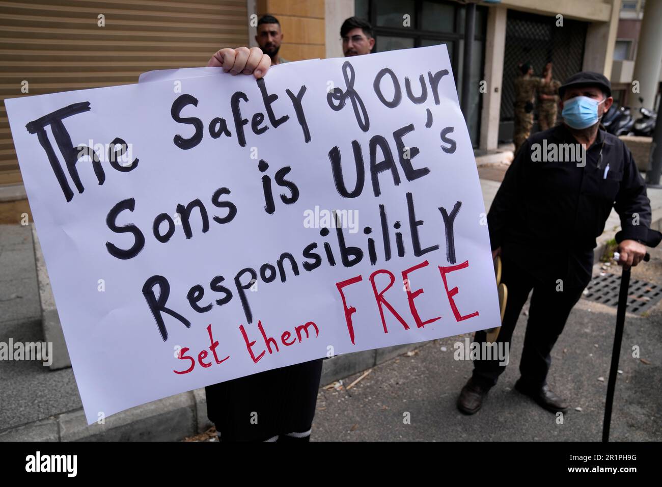 A supporter of Lebanese citizens detained in the United Arab Emirates