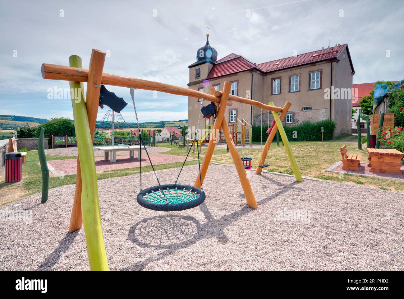 Playground, Propstei Zella, architecture, house facade, village view