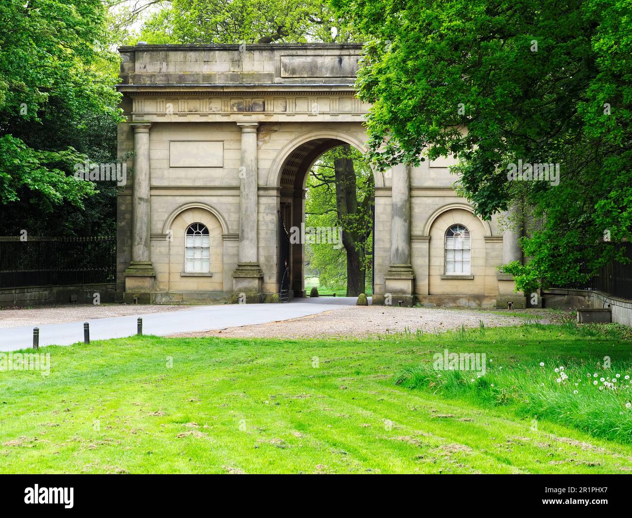 Main Gateway to Harewood House on Harrogate Road in Harewood near Leeds