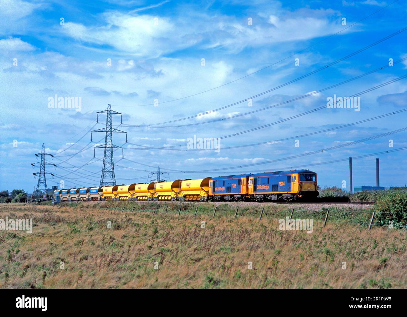 A pair of Class 73 electro diesel locomotives numbers 73204 and 73205 an engineers train at Milton Ranges near Chalk on the 16th September 2004. Stock Photo