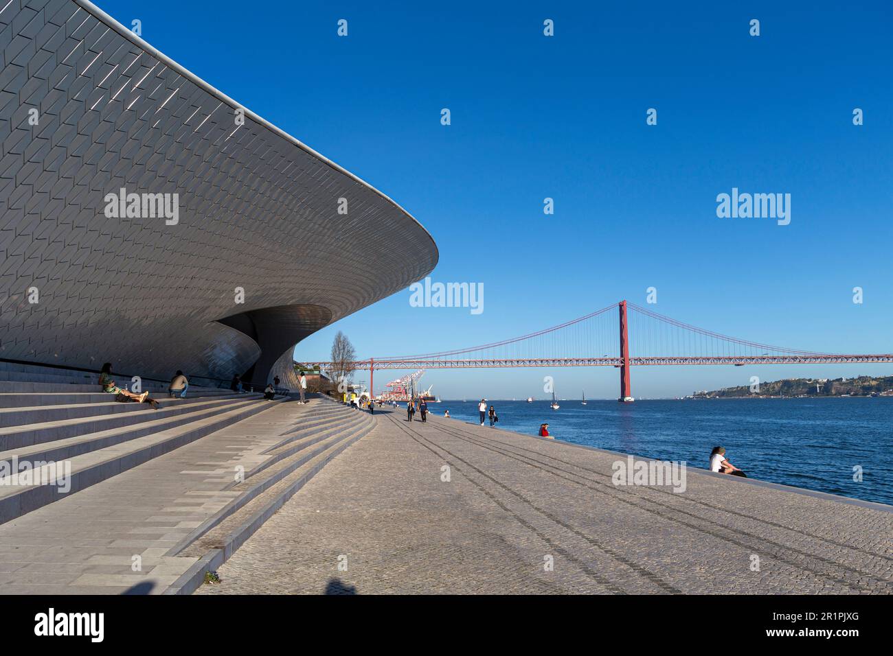 Lisbon, Portugal: Museum of Art, Architecture and Technology on the Tagus River promenade at Lisbon, Portugal. Stock Photo