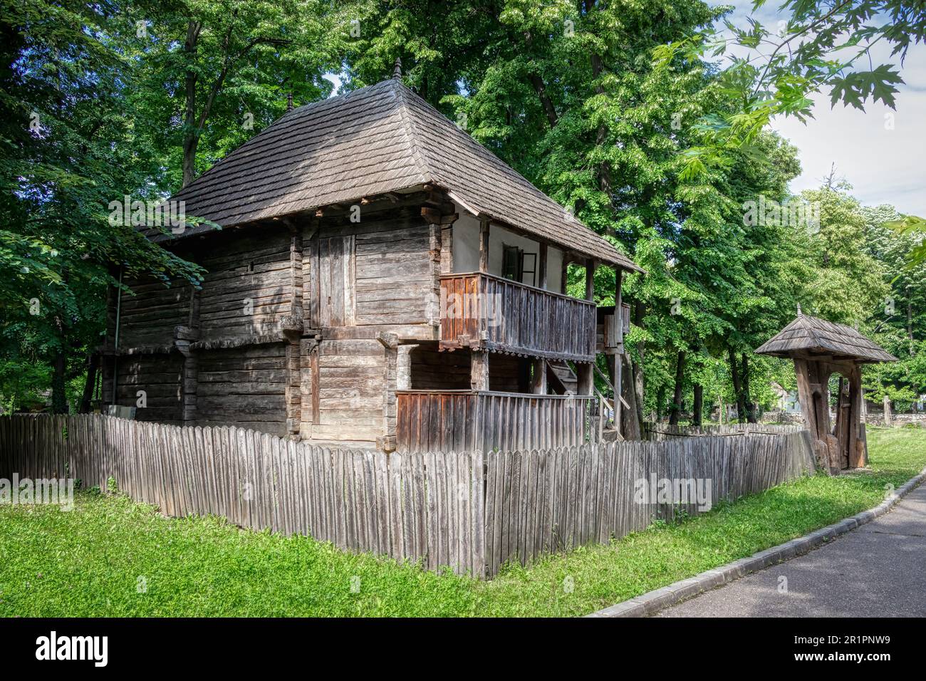 The Village Museum in King Michael I Park, Bucharest, Romania. A collection of reconstructed historical buildings. Stock Photo