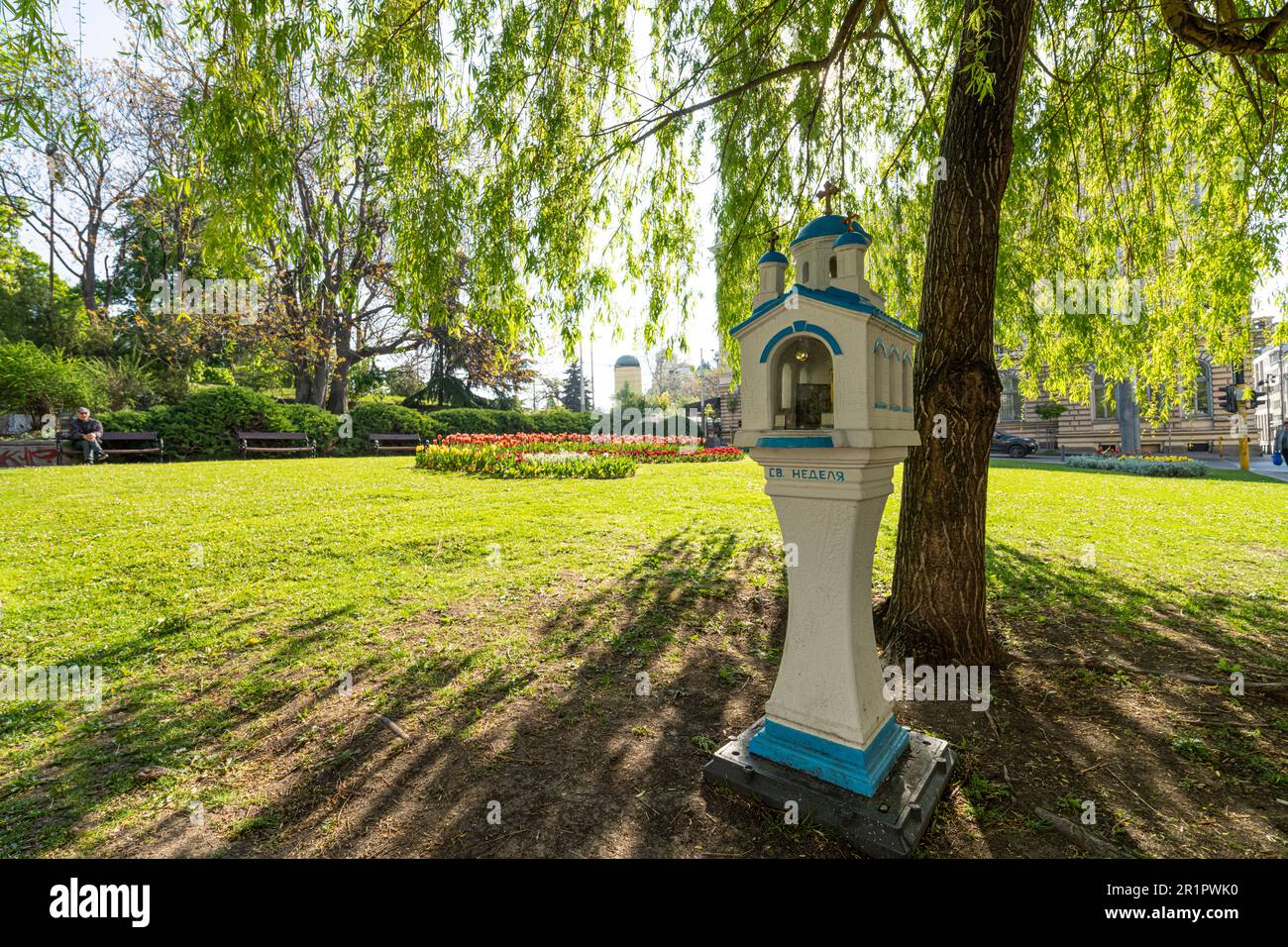Sofia, Bulgaria. May 2023.   a small religious altarpiece in a park in the city centre Stock Photo
