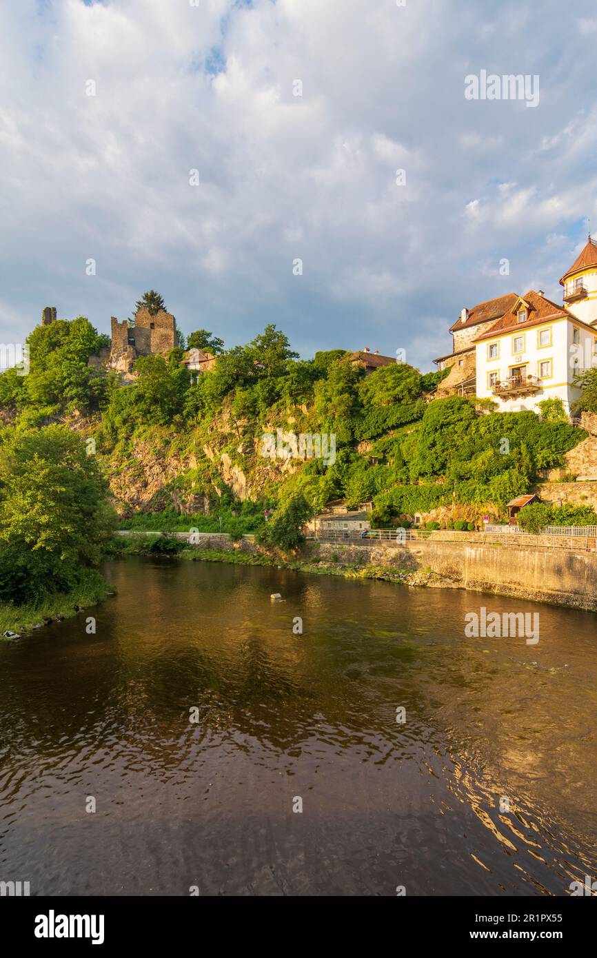 Passau, river Ilz, ruin Hals Castle, hamlet Hals in Lower Bavaria, Bavaria, Germany Stock Photo