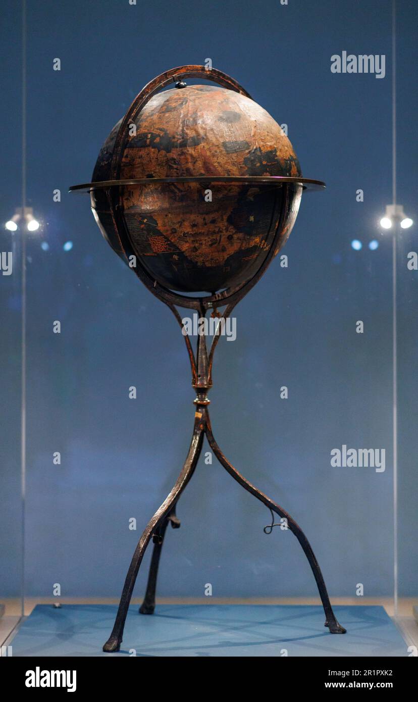 Nuremberg, Germany. 15th May, 2023. The "Behaim globe" from 1492 is