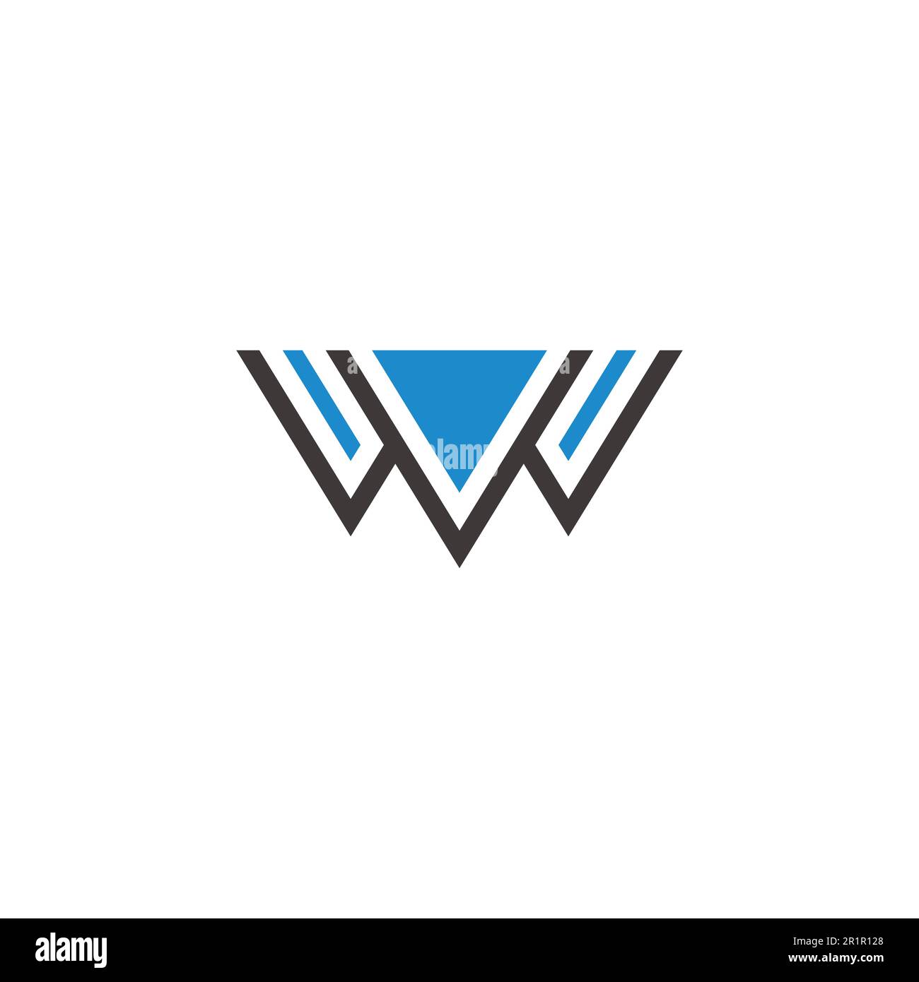 letter w v water design geometric blue logo vector Stock Vector
