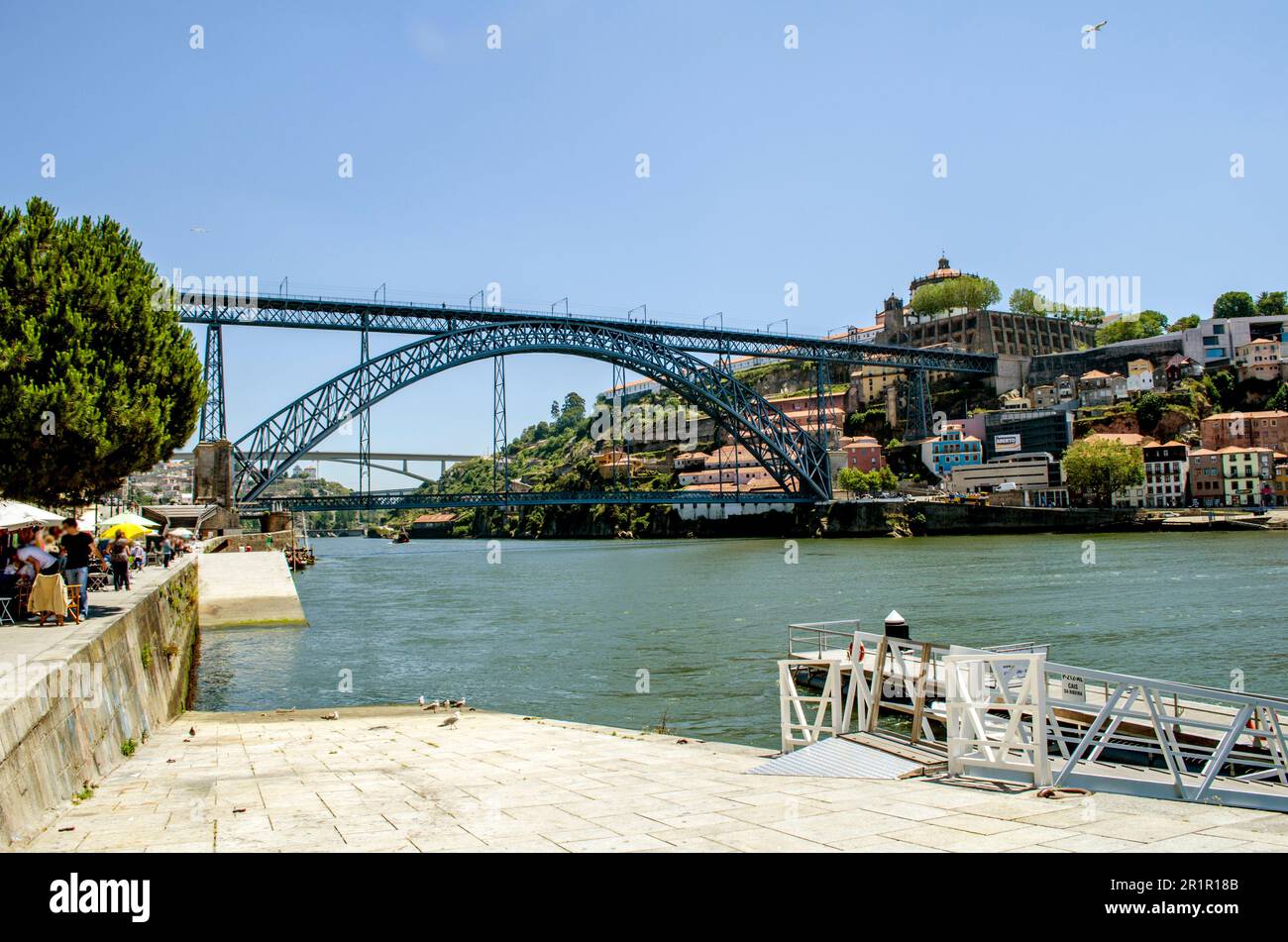 Harbour inside Porto, Douro river. Historic sites. Stock Photo