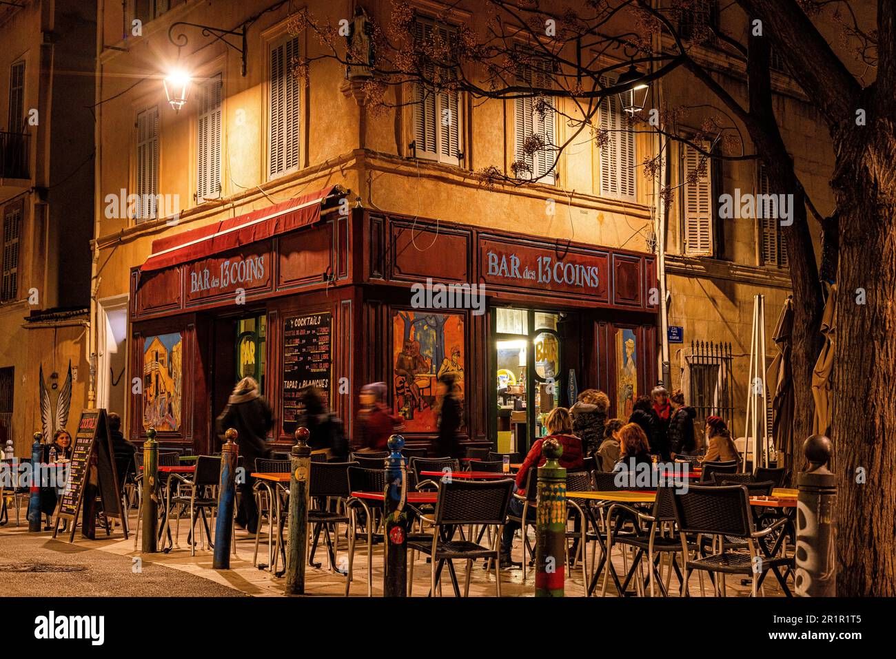 Bar in Le Panier district, Marseille, Provence-Alpes-Cote d'Azur, France, Stock Photo