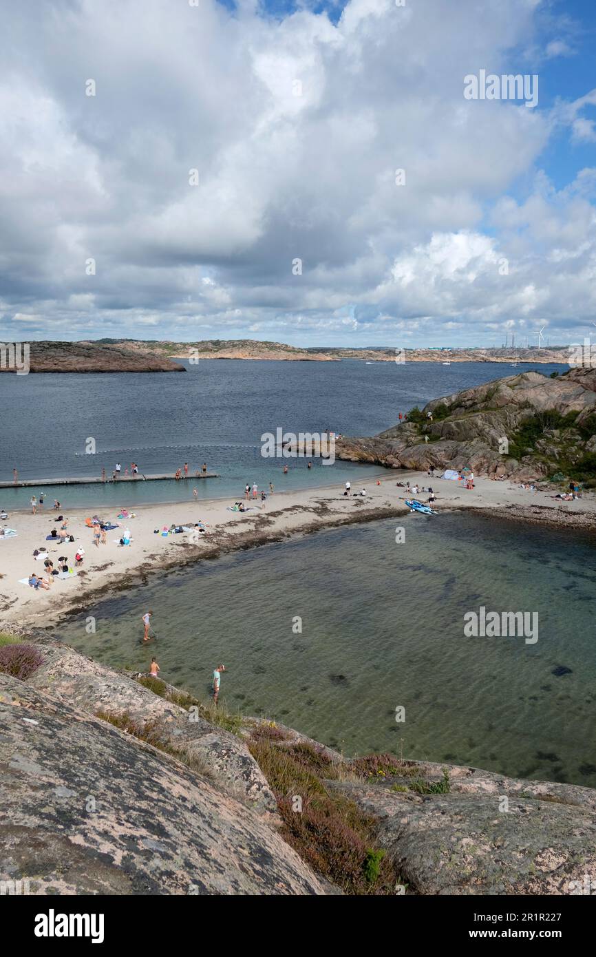sweden-bohus-malm-n-p-rlane-beach-bathing-bay-people-summer-stock