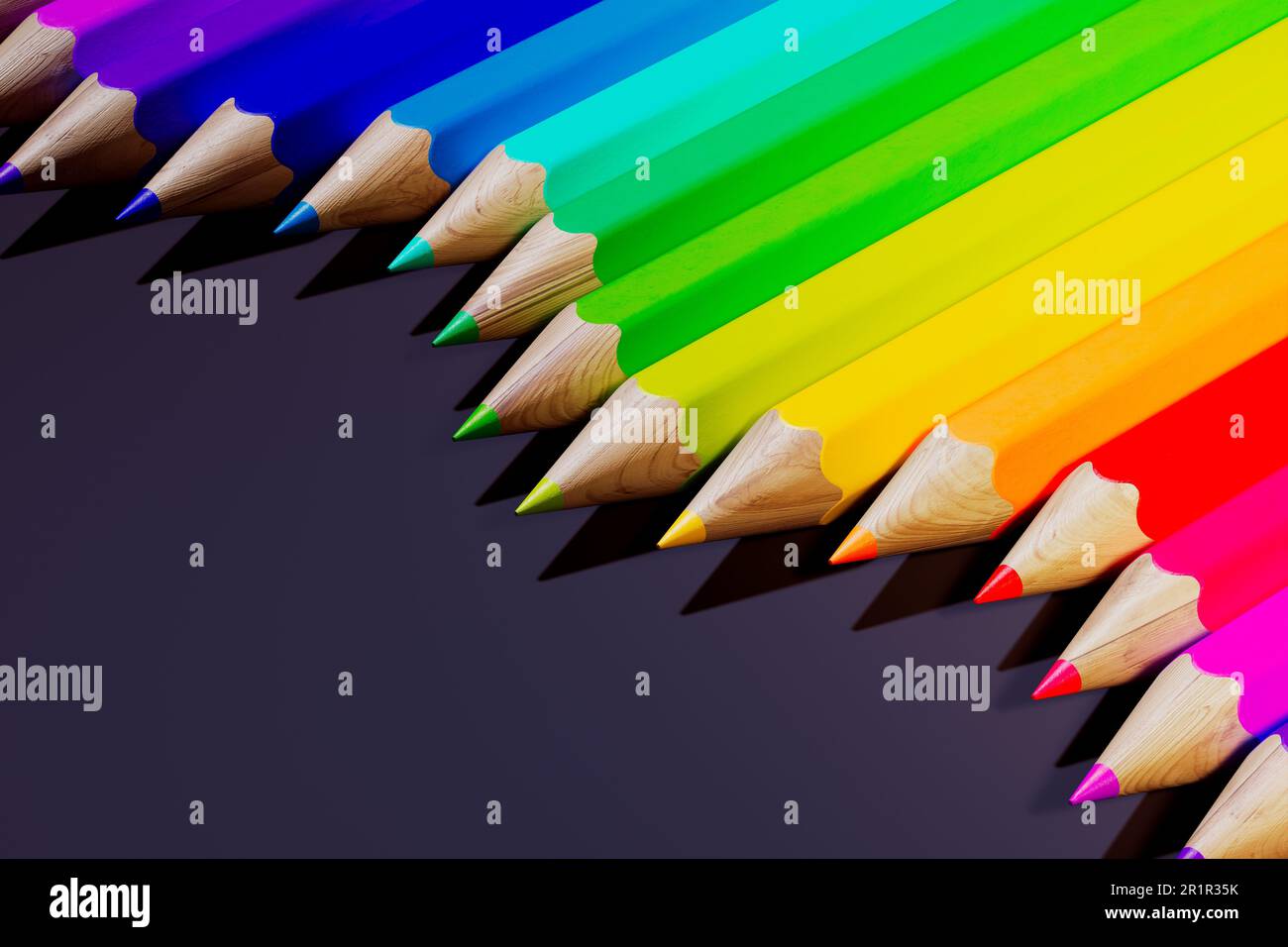 A collection of multicoloured pencils. The endless number of pencils in ...