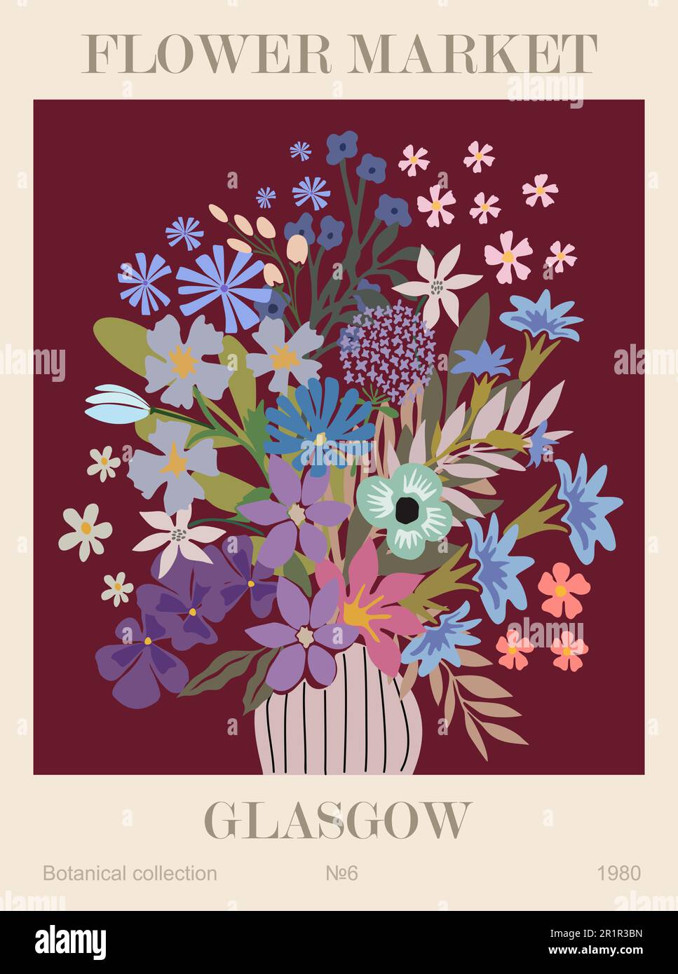 Abstract Flower Market Glasgow poster vector art Stock Vector Image