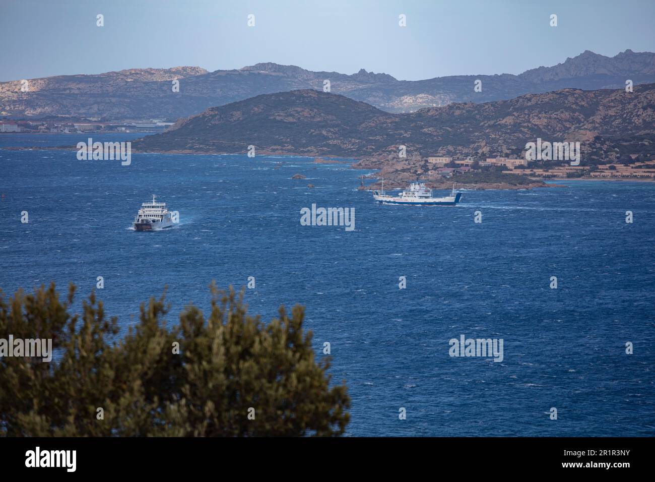 Italy, Sardinia, Palau, rough sea, car ferries Stock Photo