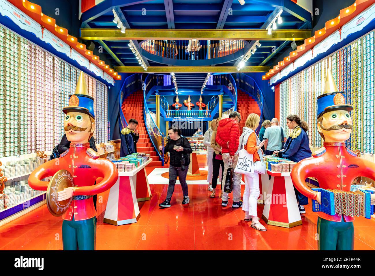 Porto, Portugal May 3, 2023 people visit Souvenir store O Mundo