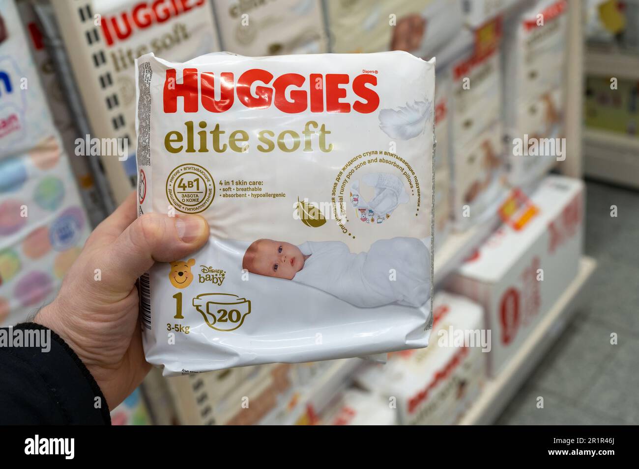 Huggies Diapers is seen on store shelf – Stock Editorial Photo ©  igorgolovniov #303404424