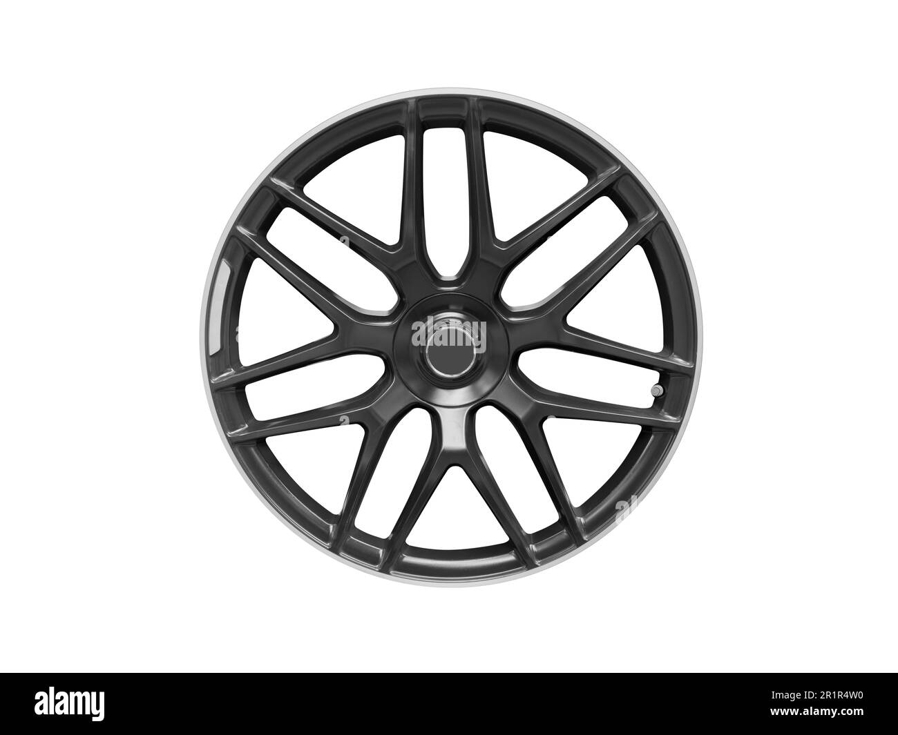 Car alloy wheel isolated on white background. New alloy wheel for a car