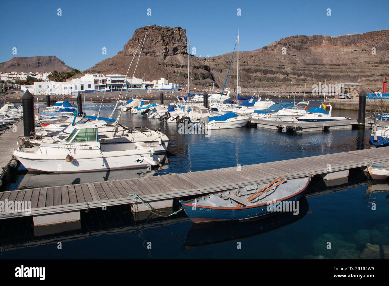 Landscape of the port of Agaete on the island of Gran Canaria, Spain - Stock Image