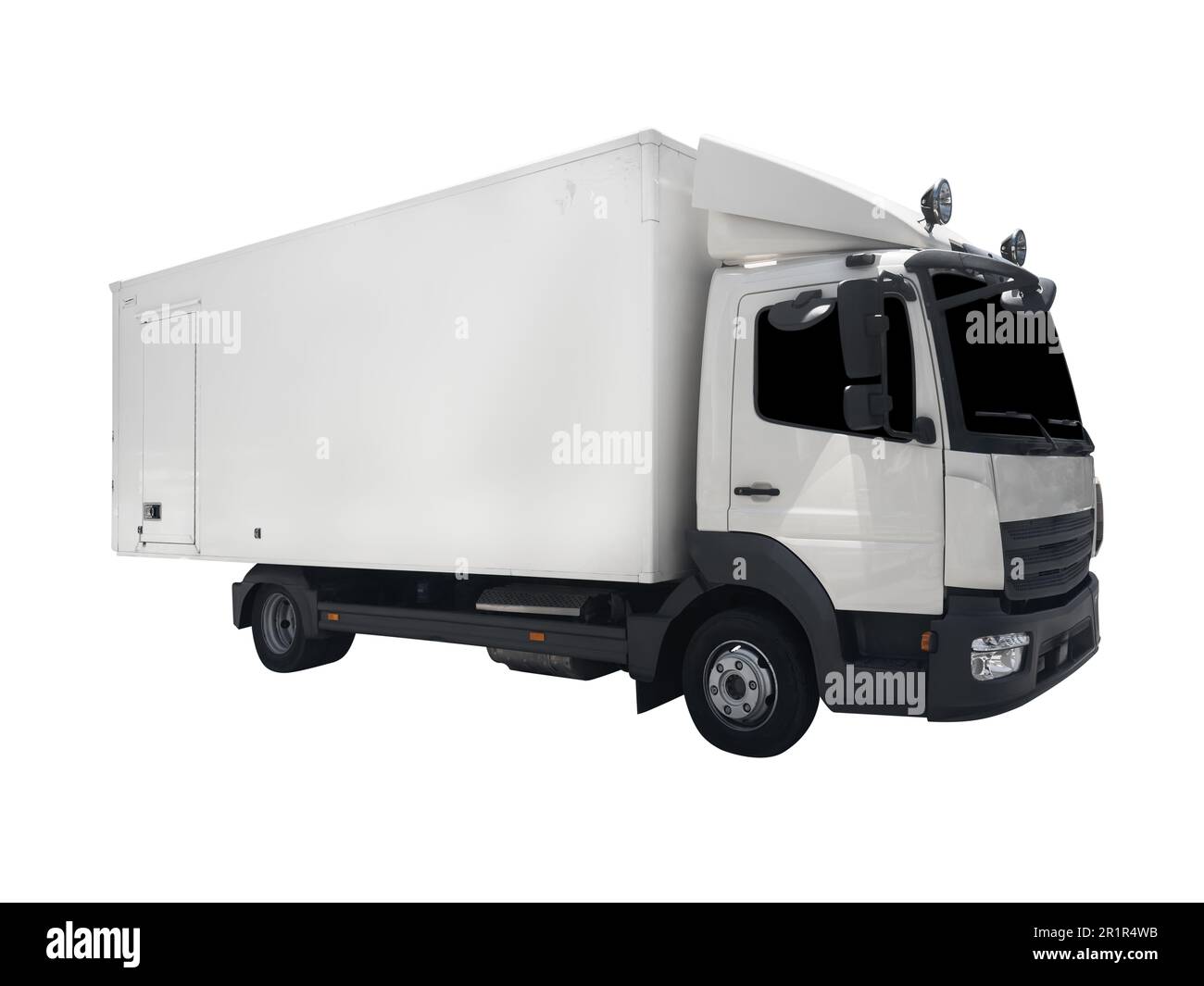 Plain white delivery truck isolated on white background. Delivery