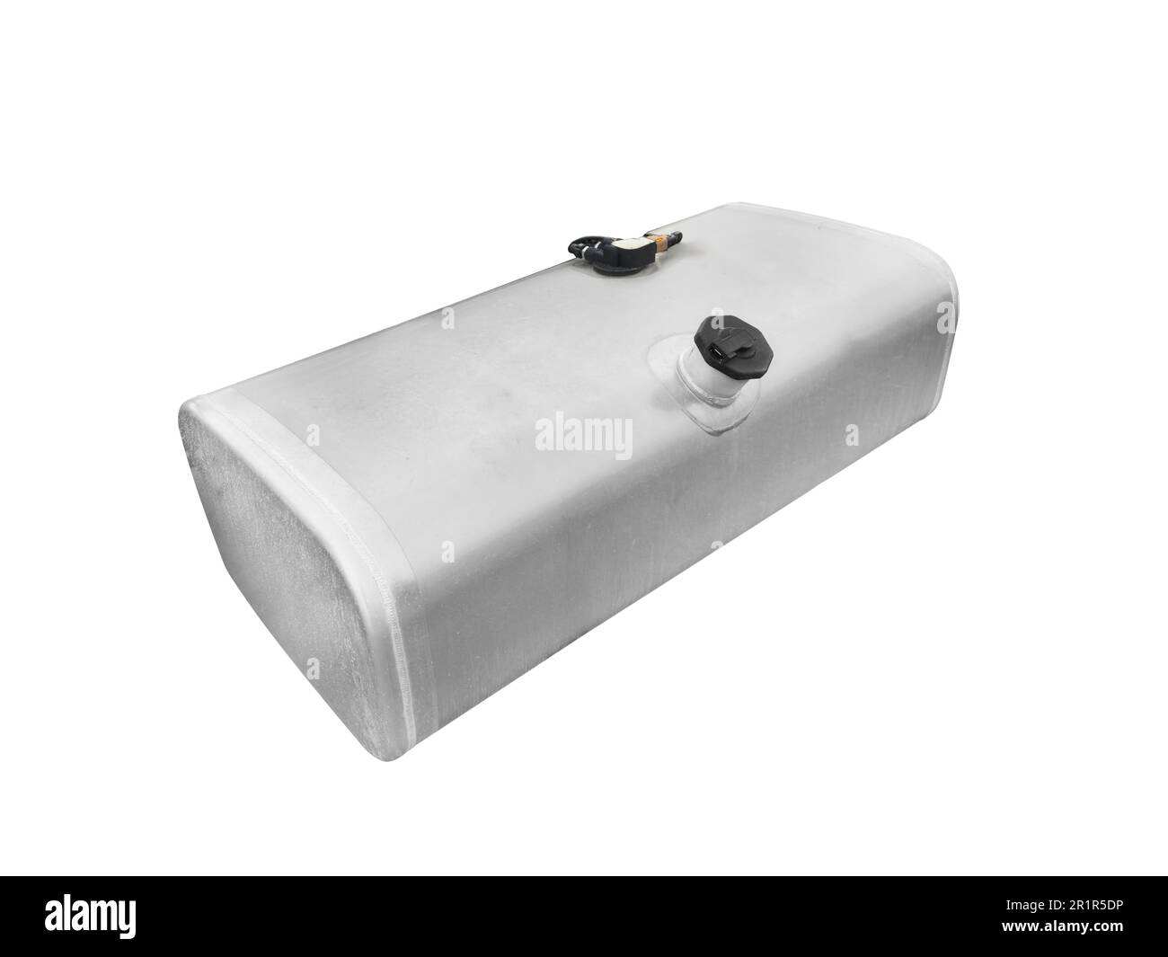 Truck fuel tank isolated on white background. Aluminium gas tank