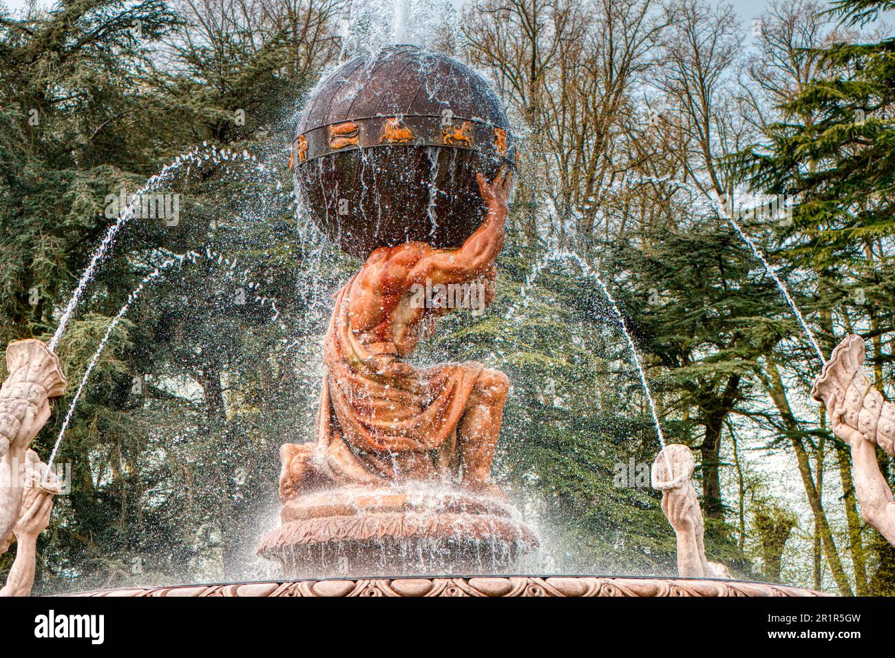 Weight of the world on shoulders, Atlas Fountain, Castle Howard, North Yorkshire, UK Stock Photo