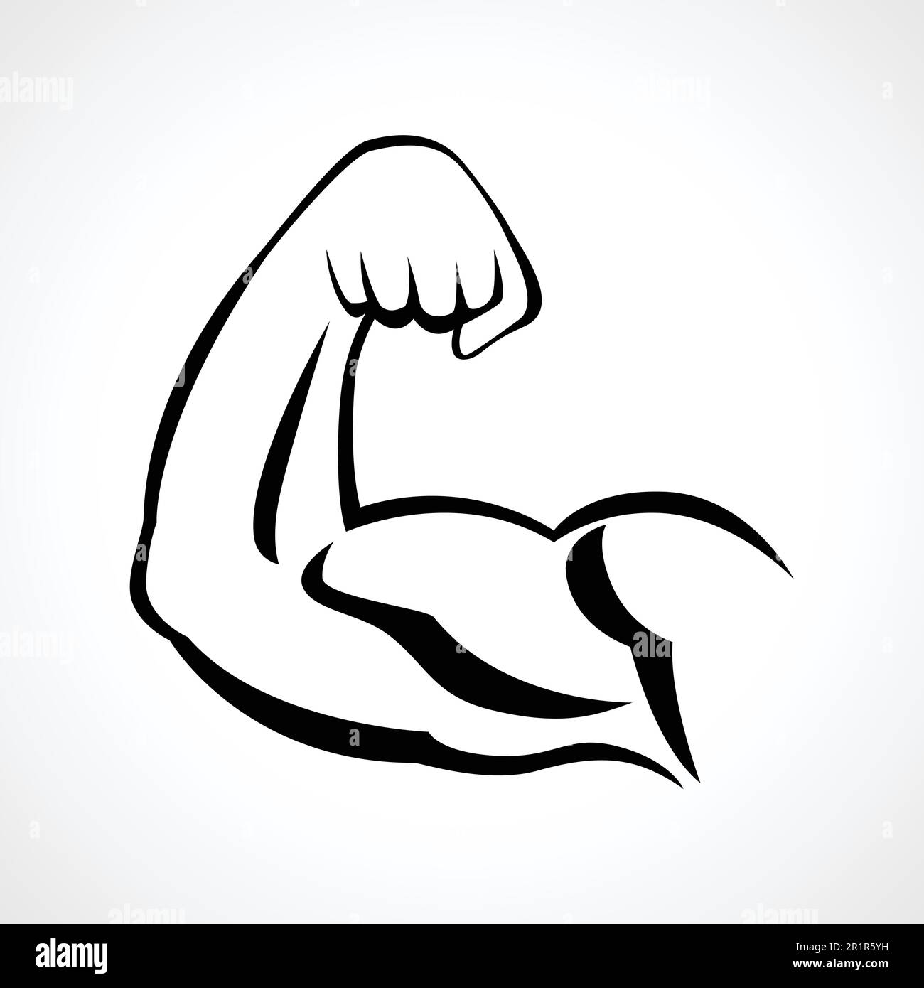 Line art illustration of muscular human right arm, fitness or