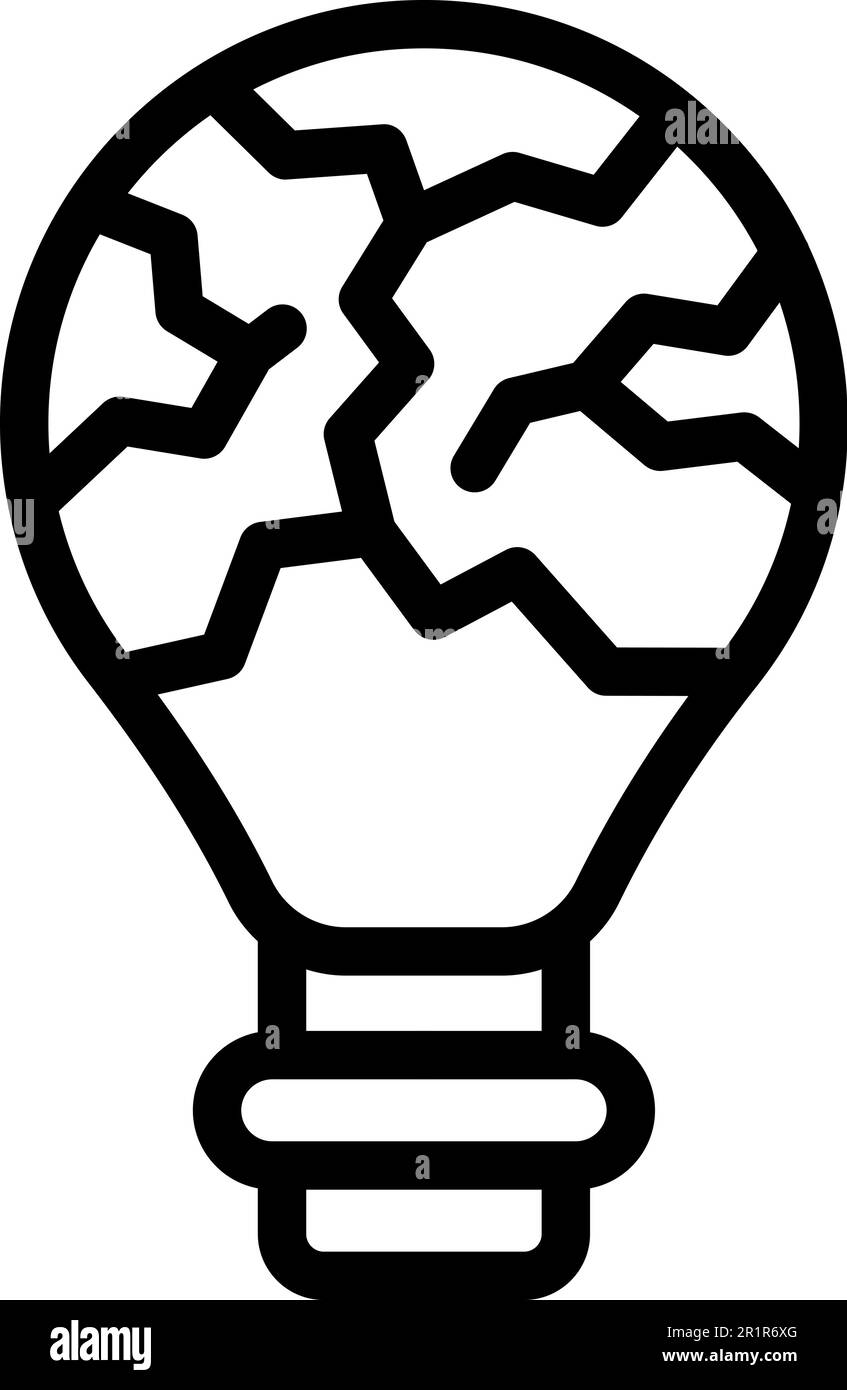 Borken idea bulb icon outline vector. Work laptop. Sad problem Stock Vector