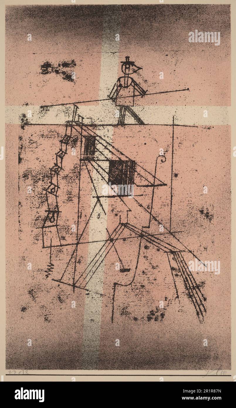 Paul Klee The Tight Rope Walker (Seiltänzer) 1923 lithograph in black and pink Stock Photo