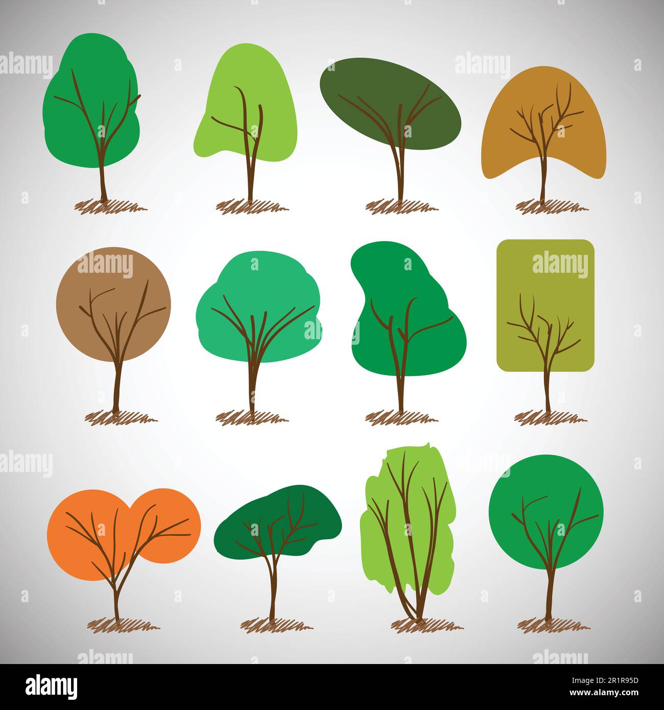 Abstract Tree Silhouettes Collection Clipart Stock Vector
