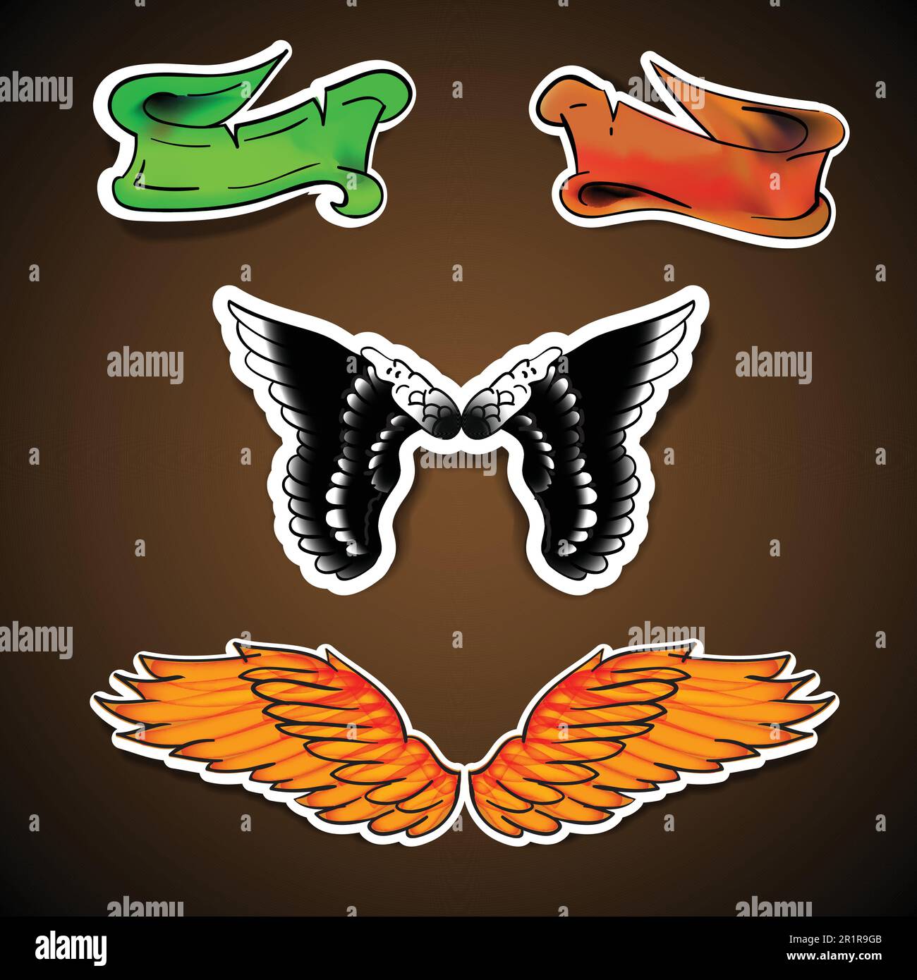 Tattoo Designs with Wings Stock Vector