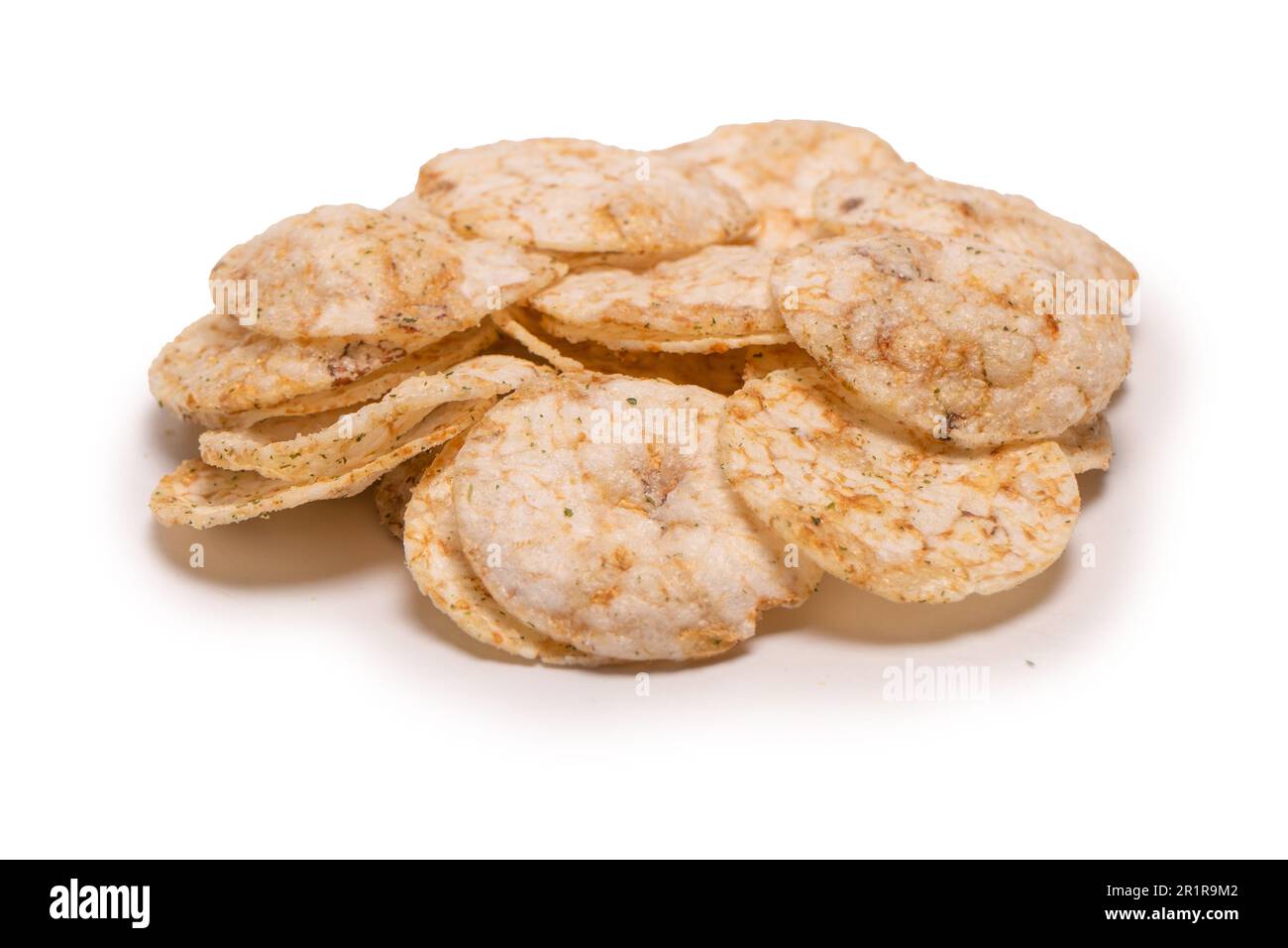 Rice chips isolated on a white background Stock Photo - Alamy