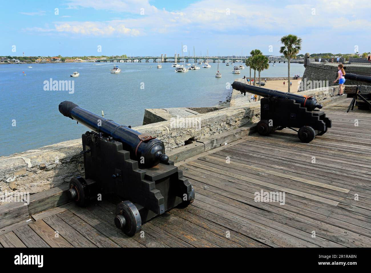 The Castillo de San Marcos (Spanish for 'St. Mark's Castle') is the oldest masonry fort in the continental United States; it is located on the western Stock Photo