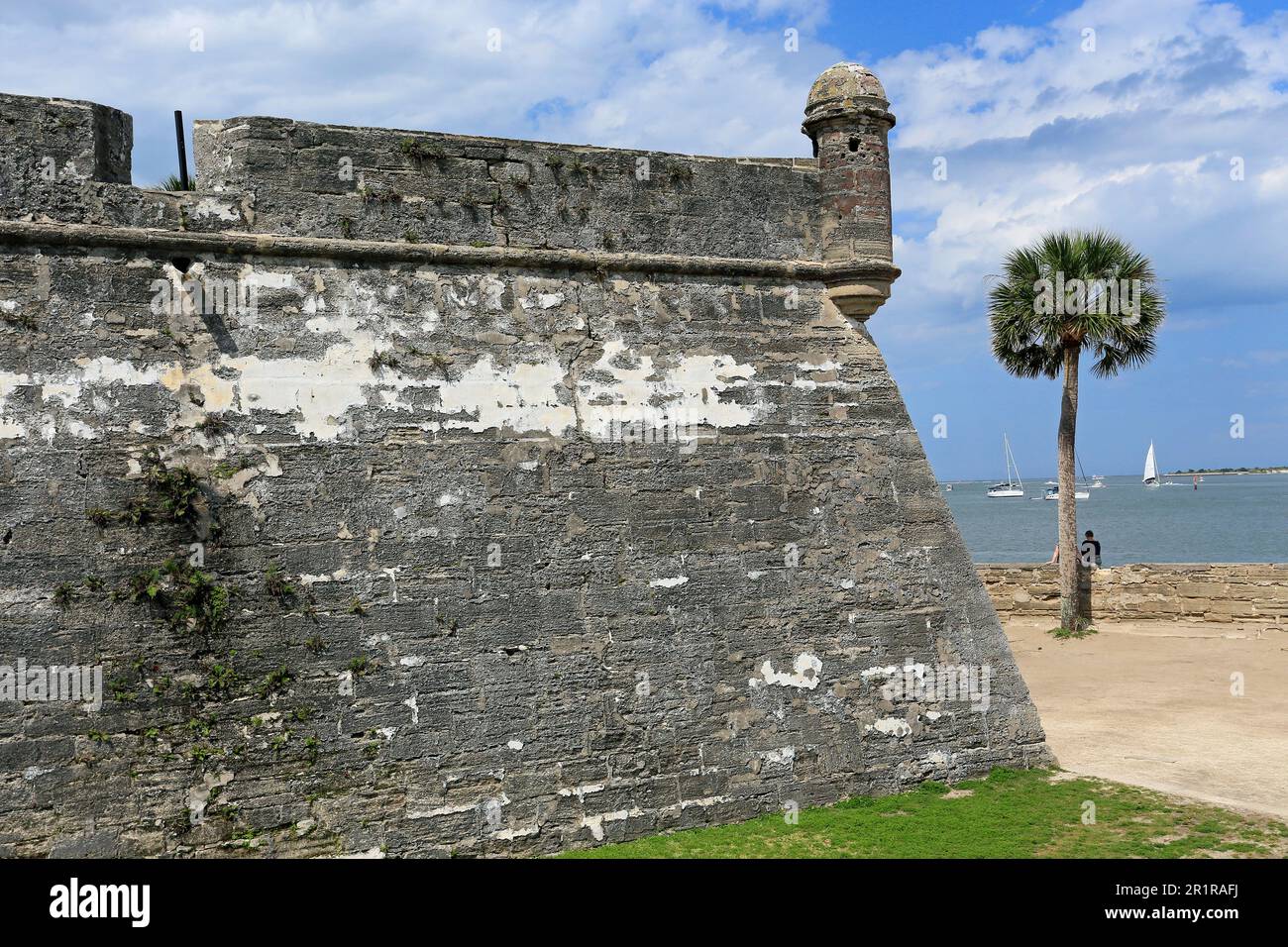 The Castillo de San Marcos (Spanish for 'St. Mark's Castle') is the oldest masonry fort in the continental United States; it is located on the western Stock Photo