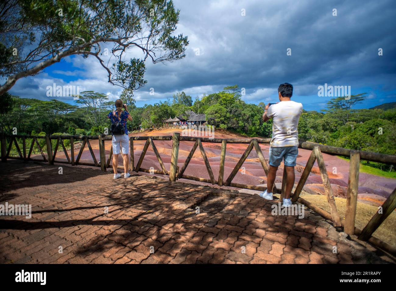 Chamarel seven coloured earth, Black River District, Republic of Mauritius.  The seven Coloured Earths are a geological formation and prominent touris Stock Photo