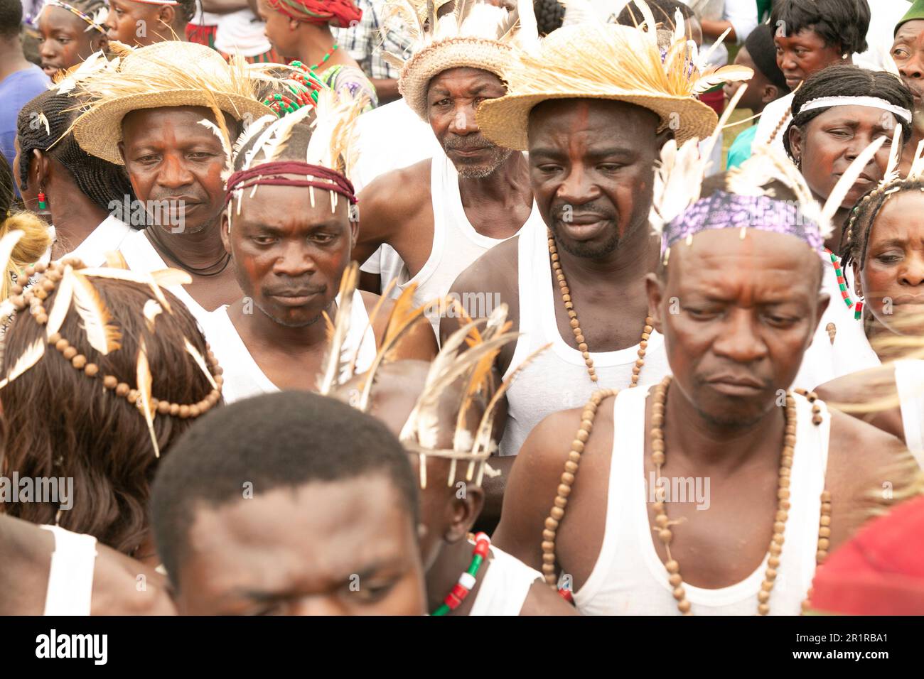 Jos, Nigeria. 12th May 2023. Group of Berom cultural dancers during the Nzem Berom festival, Jos, Nigeria. Stock Photo