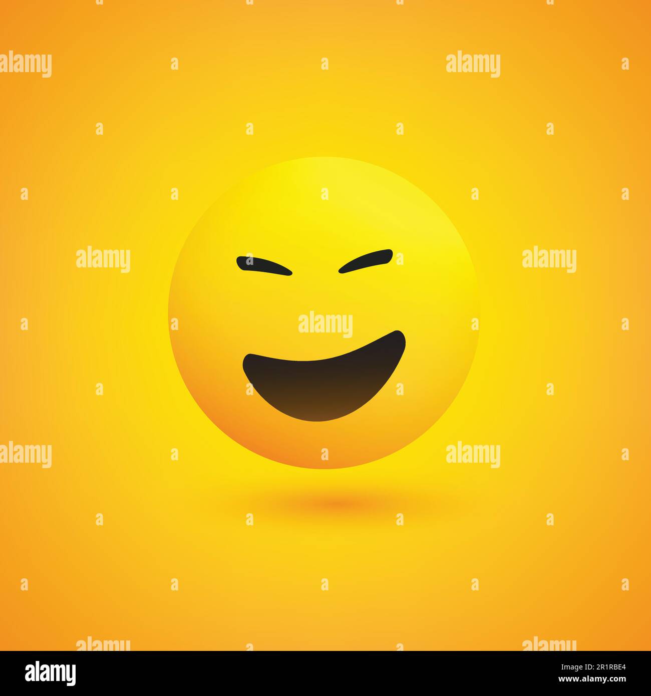 Laughing Emoji Simple Shiny Happy Emoticon on Yellow Background