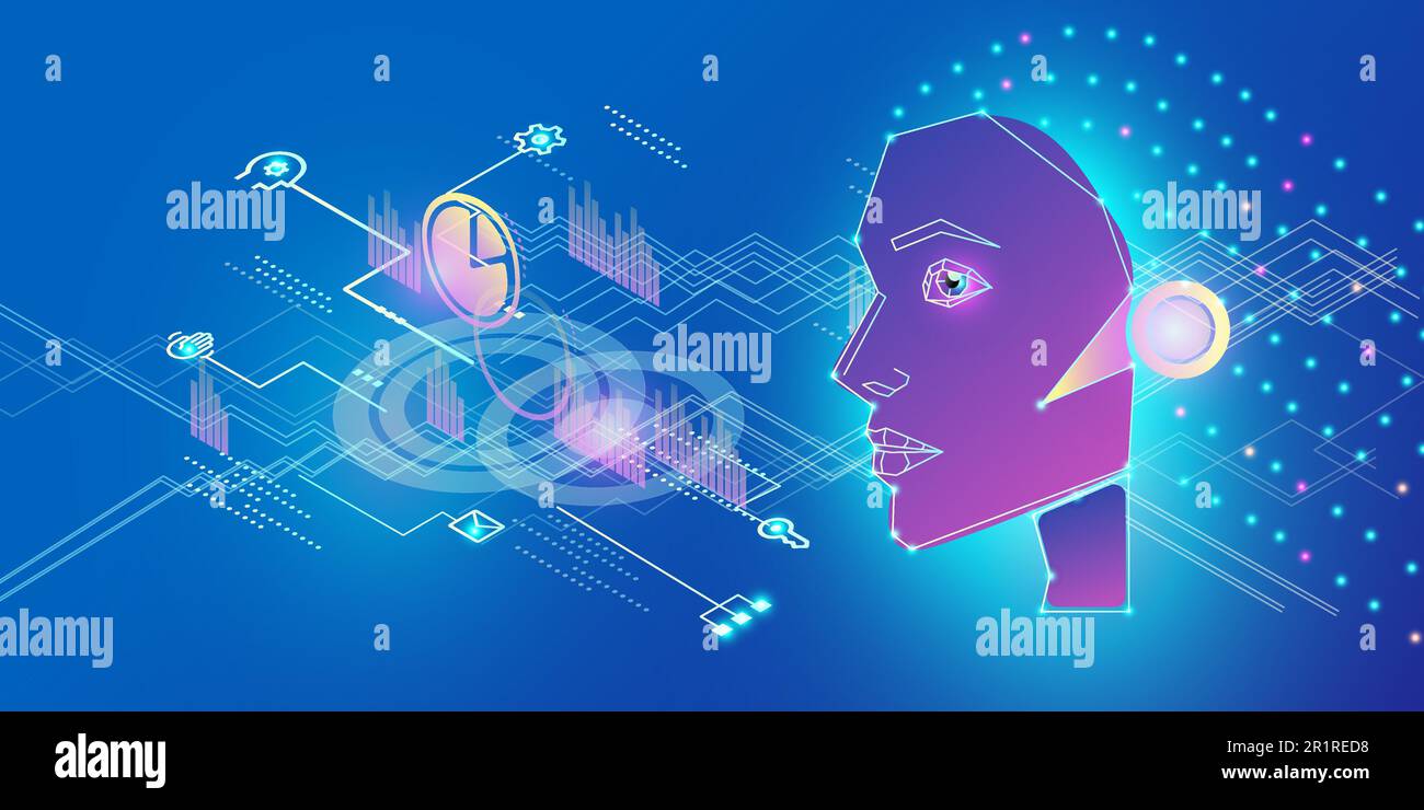 Artificial intelligence in the head of a humanoid Stock Vector Image ...