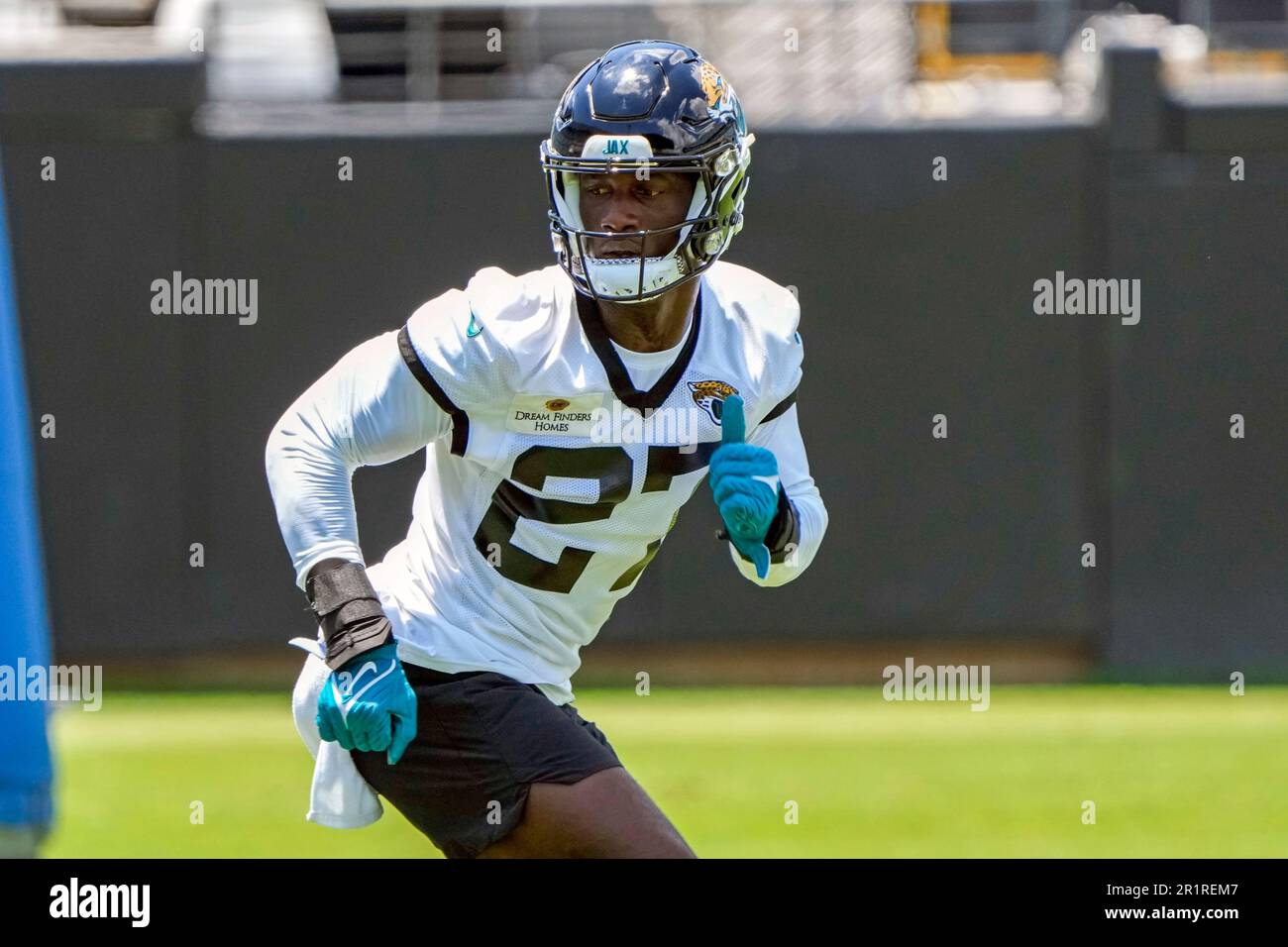 Jacksonville Jaguars cornerback Divaad Wilson (27) runs a drill during the  NFL football team's rookie camp, Saturday, May 13, 2023, in Jacksonville,  Fla. (AP Photo/John Raoux Stock Photo - Alamy