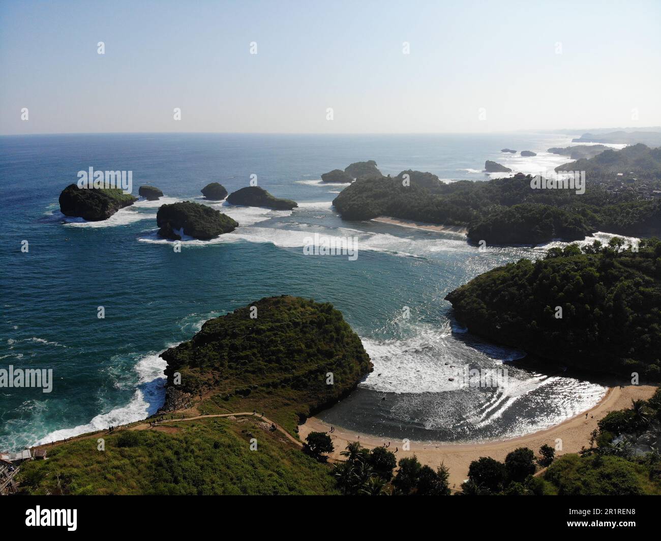 Aerial view of tropical beach, Pacitan, East Java, Indonesia Stock ...