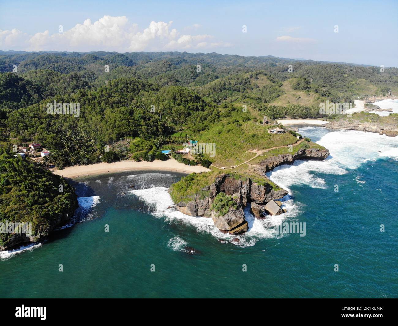 Aerial view of tropical beach, Pacitan, East Java, Indonesia Stock ...