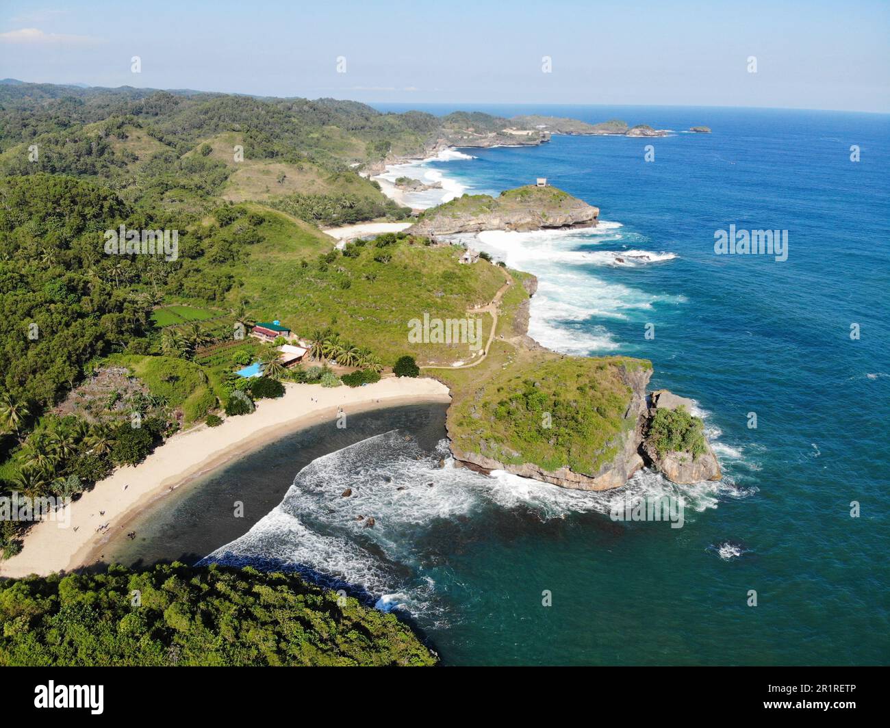 Aerial view of tropical beach, Pacitan, East Java, Indonesia Stock ...