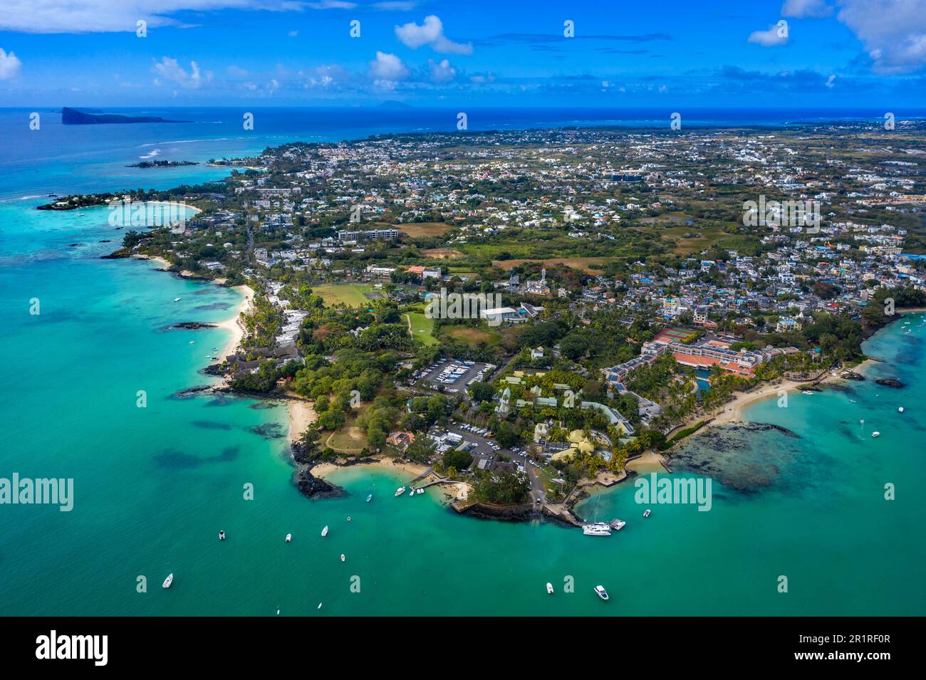Aerial view of Le Mauricia luxury five stars hotel in rand